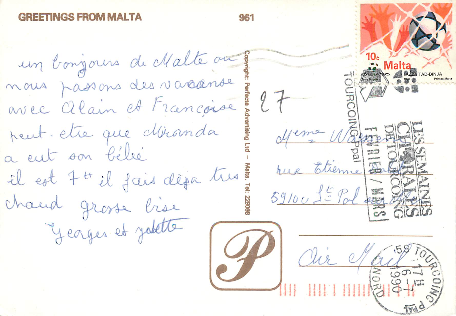 CPM Greetings from  Malta  — Back