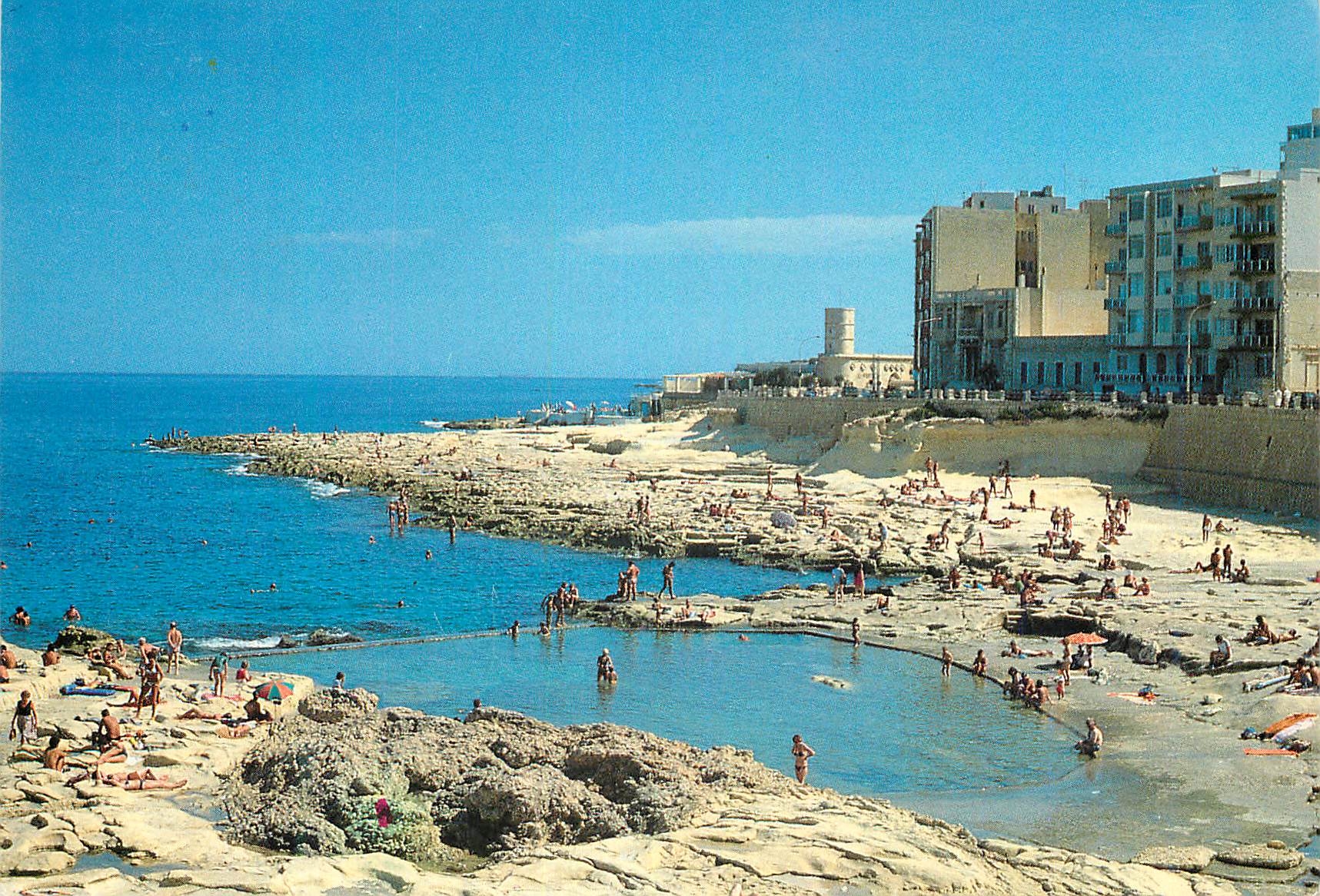 CPM Malta Fond Ghadir a rocky beach in Sliema