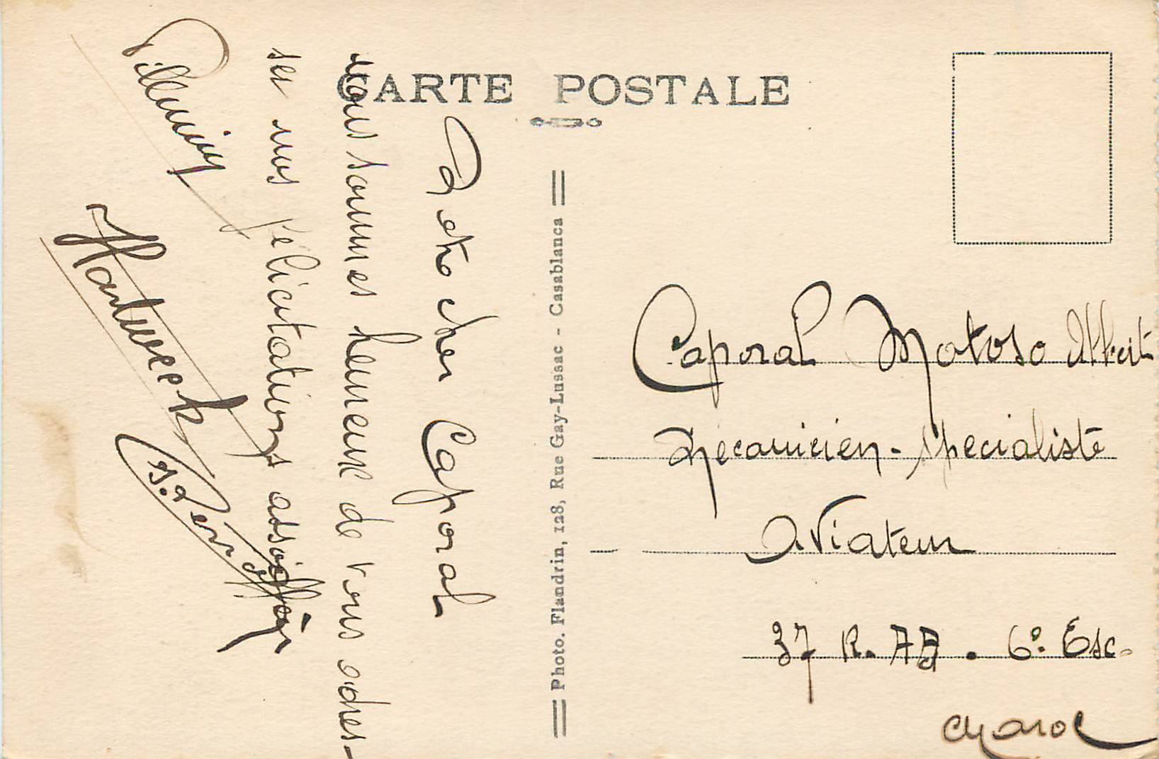 CPA Campagne du Maroc Rayitaillement d'un poste Militaria — Rückseite