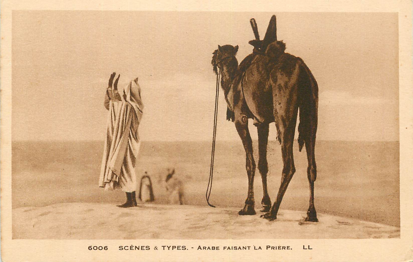 CPA Scenes Arabe Faisant La Priere Chameau