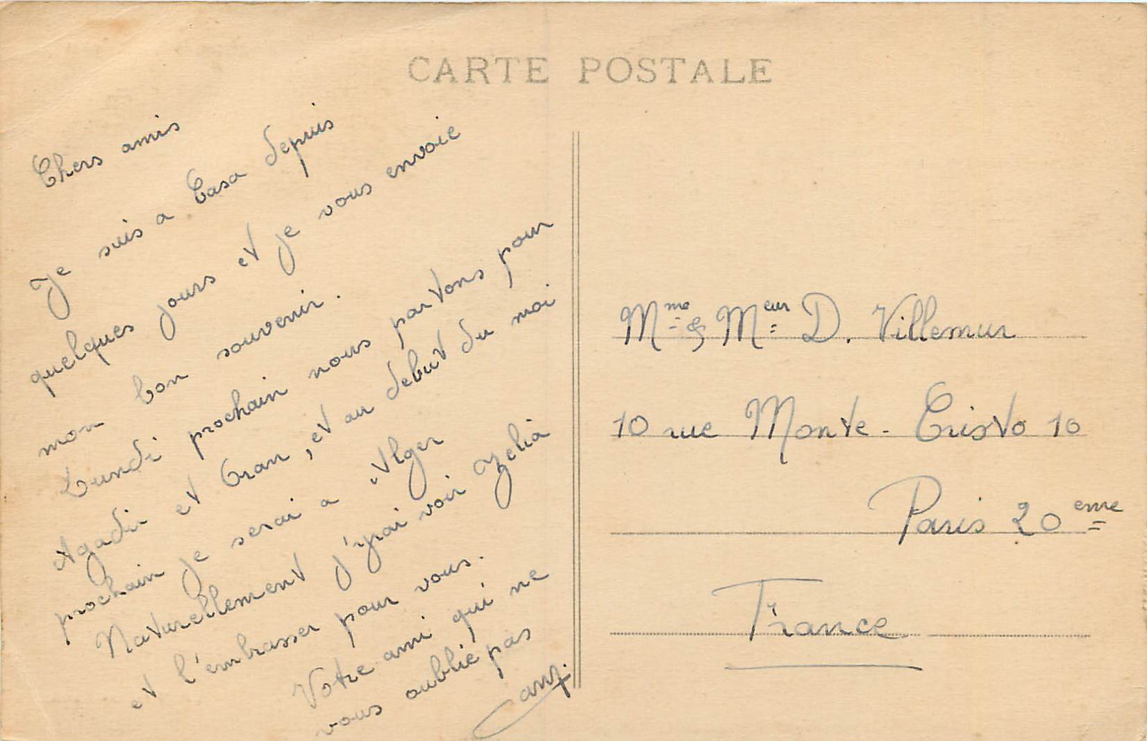 CPA Casablanca Le marabout de Sidi Belyout — Verso