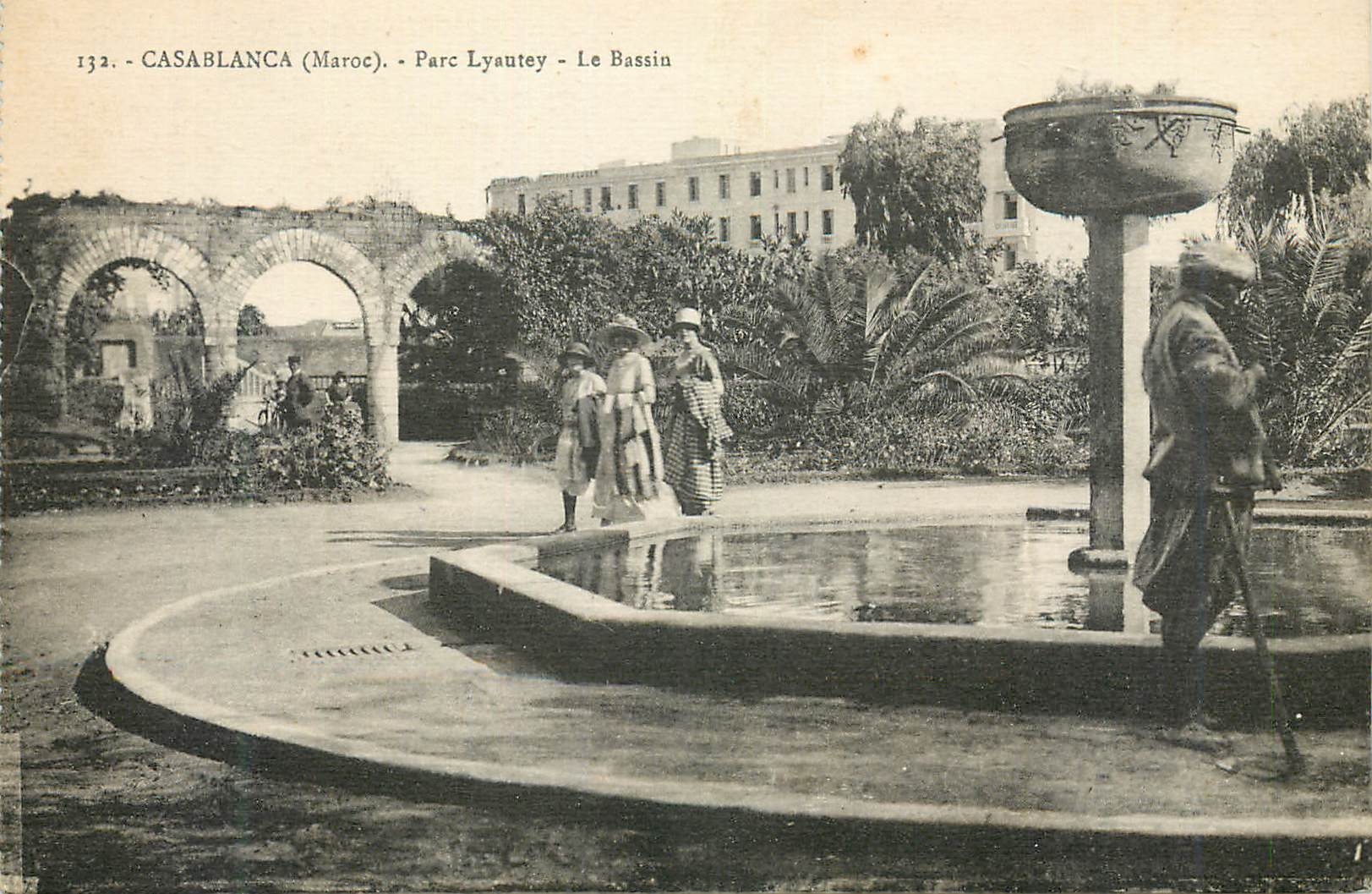CPA Casablanca Maroc Parc Lyautey Le Bassin 