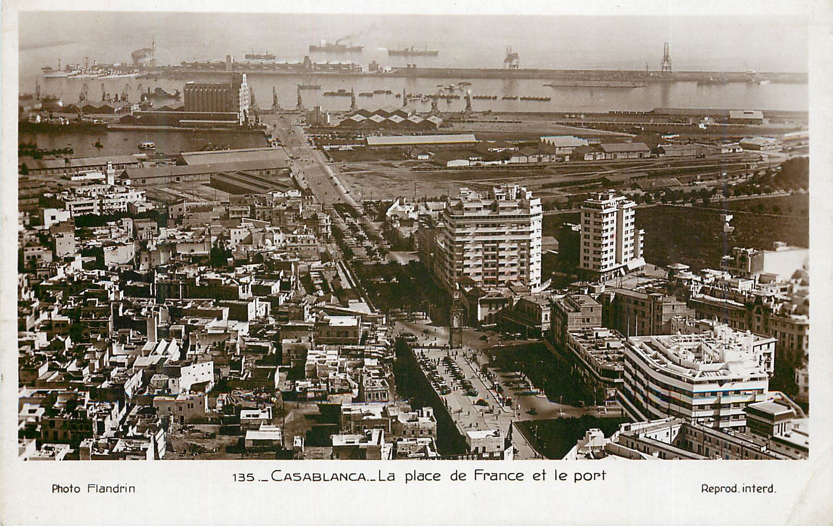 Casablanca — La place de France et le port — Photo Flandrin, n°135