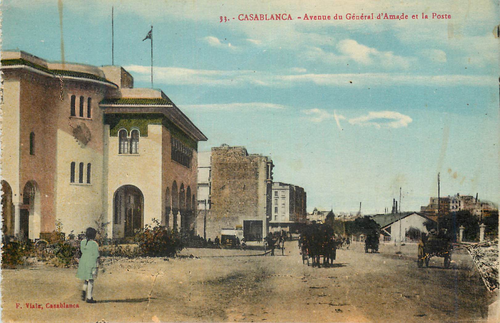 CPA Casablanca Avenue du General d'Amade et la Poste 