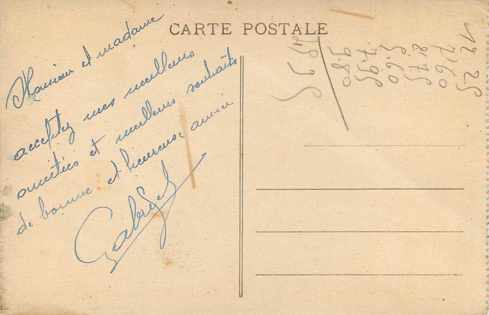 CPA Casablanca Avenue du General d'Amade et la Poste  — Rückseite