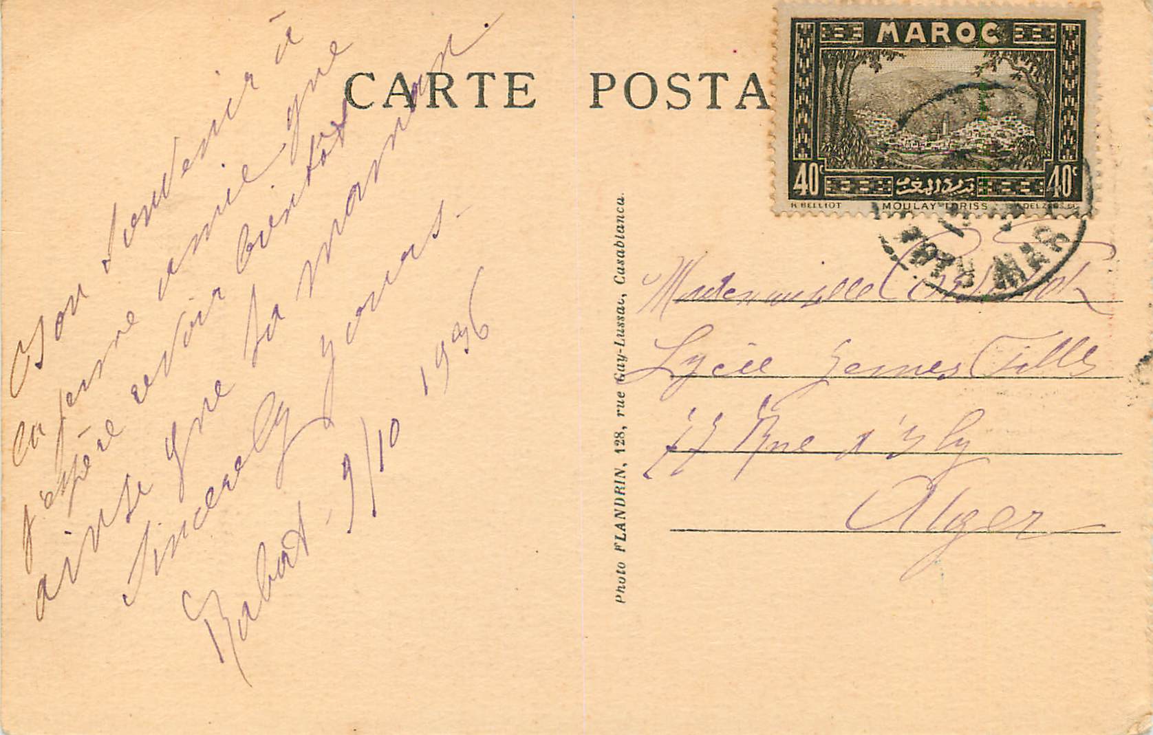 CPA Rabat Vol de cigognes aux Oudayas  — Rückseite