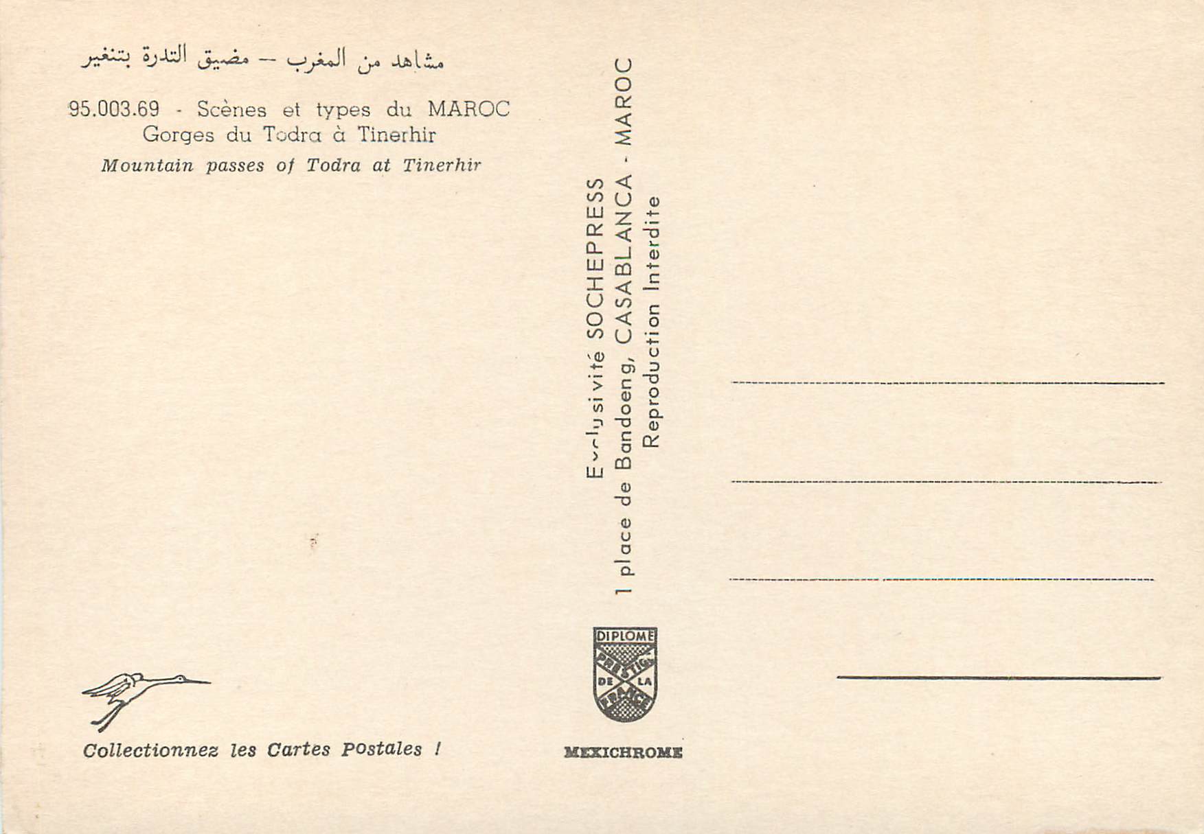 CPM Scenes et types du Maroc Gorges du Todra a Tinerhir  — Rückseite