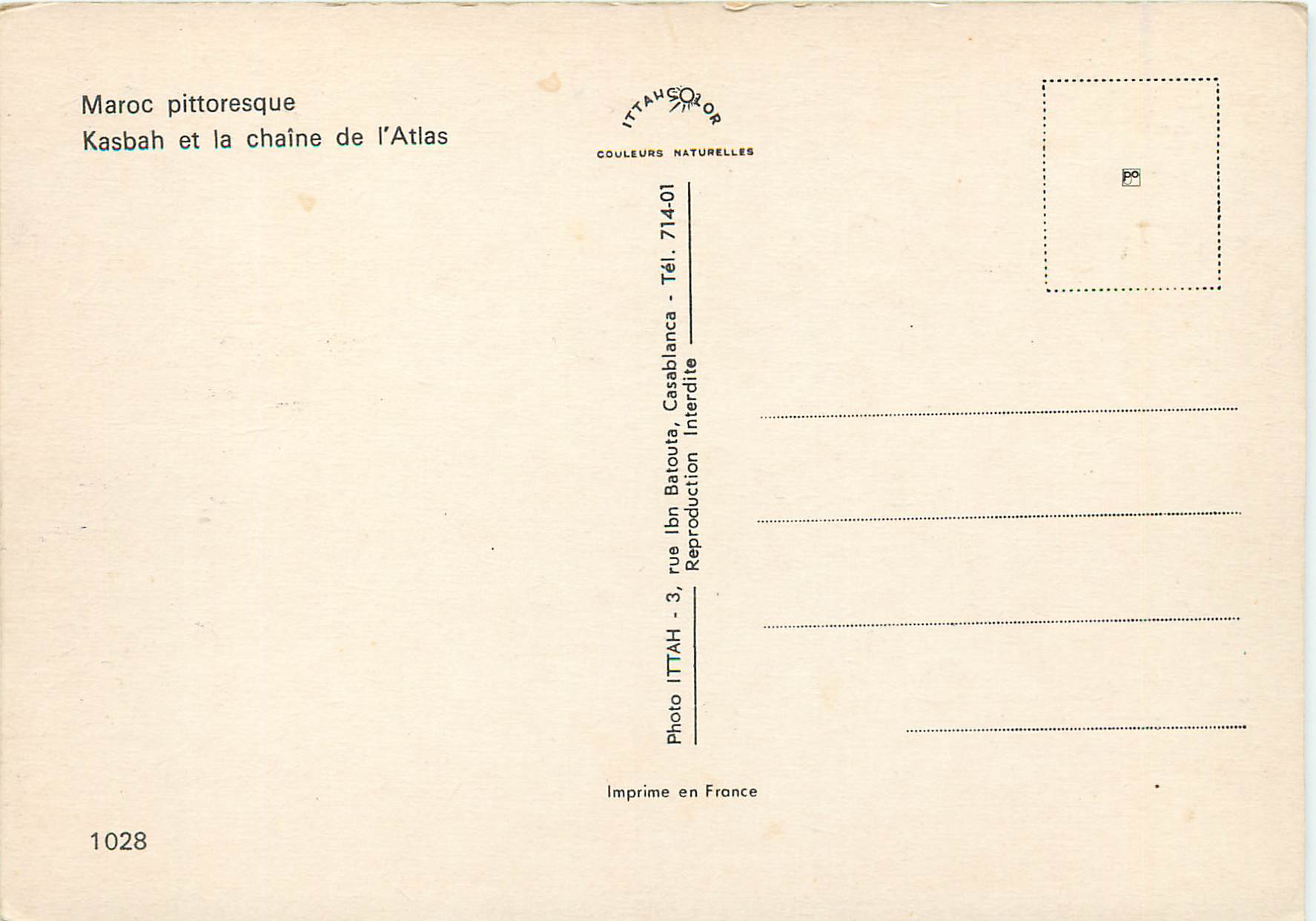 CPM Maroc pittoresque Kasbah et la chaine de l Atlas  — Back