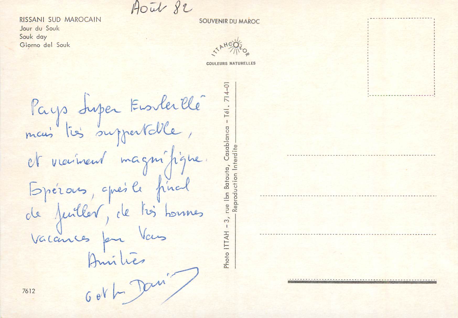 CPM Rissani Sud Marocain Jour du Souk Ane Donkey — Rückseite