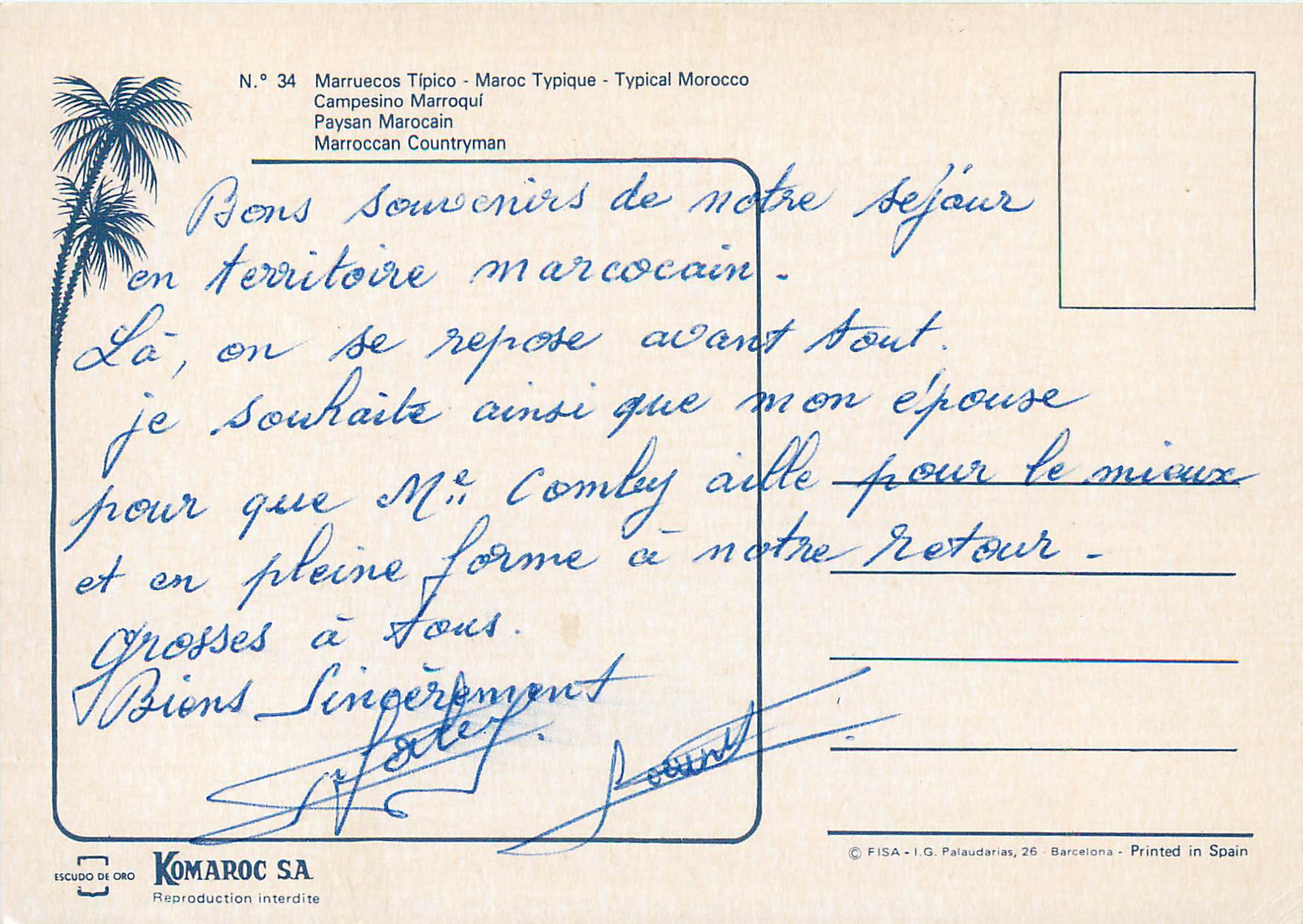 CPM Maroc typique Campesino Marroqui Ane Donkey — Back