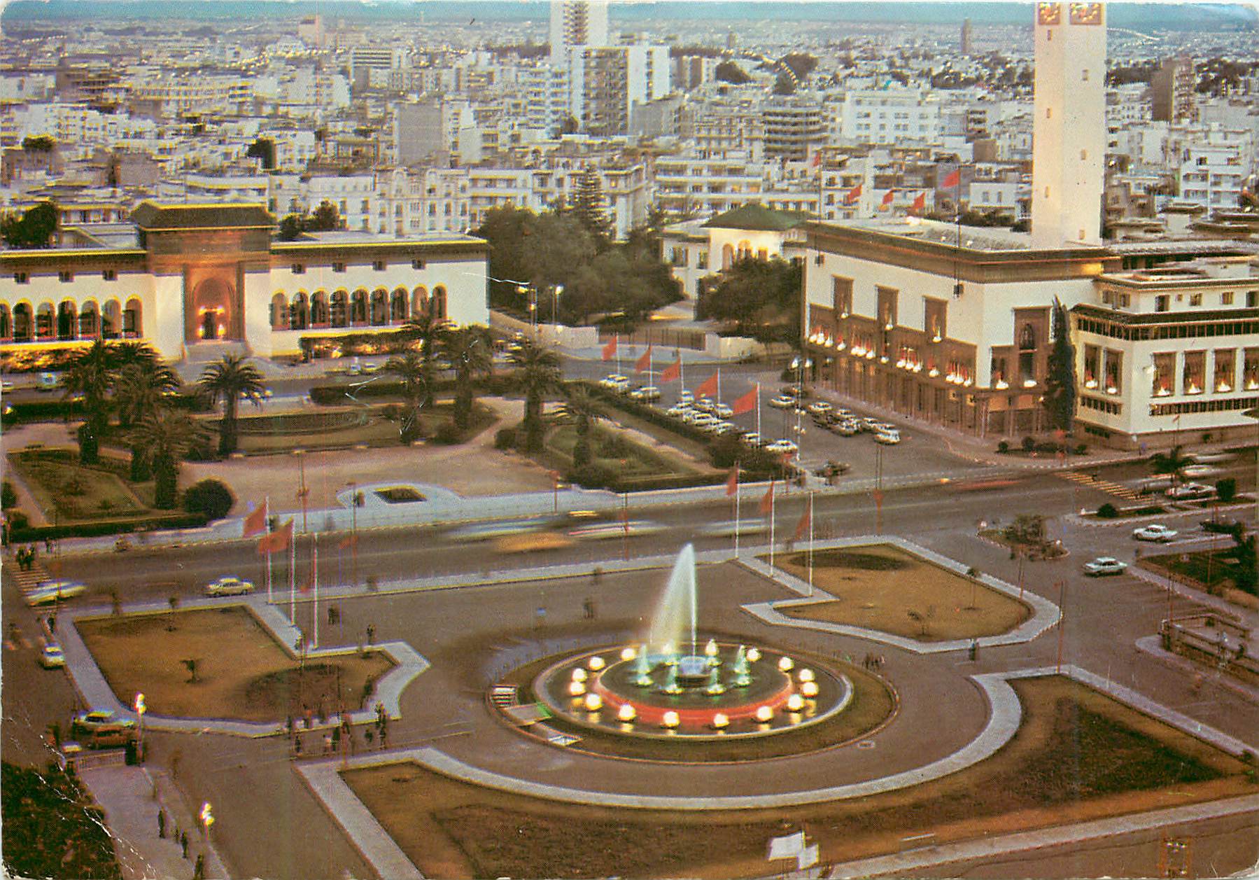 CPM Fontaine Lumineuse Avenue Hassan Casablanca 