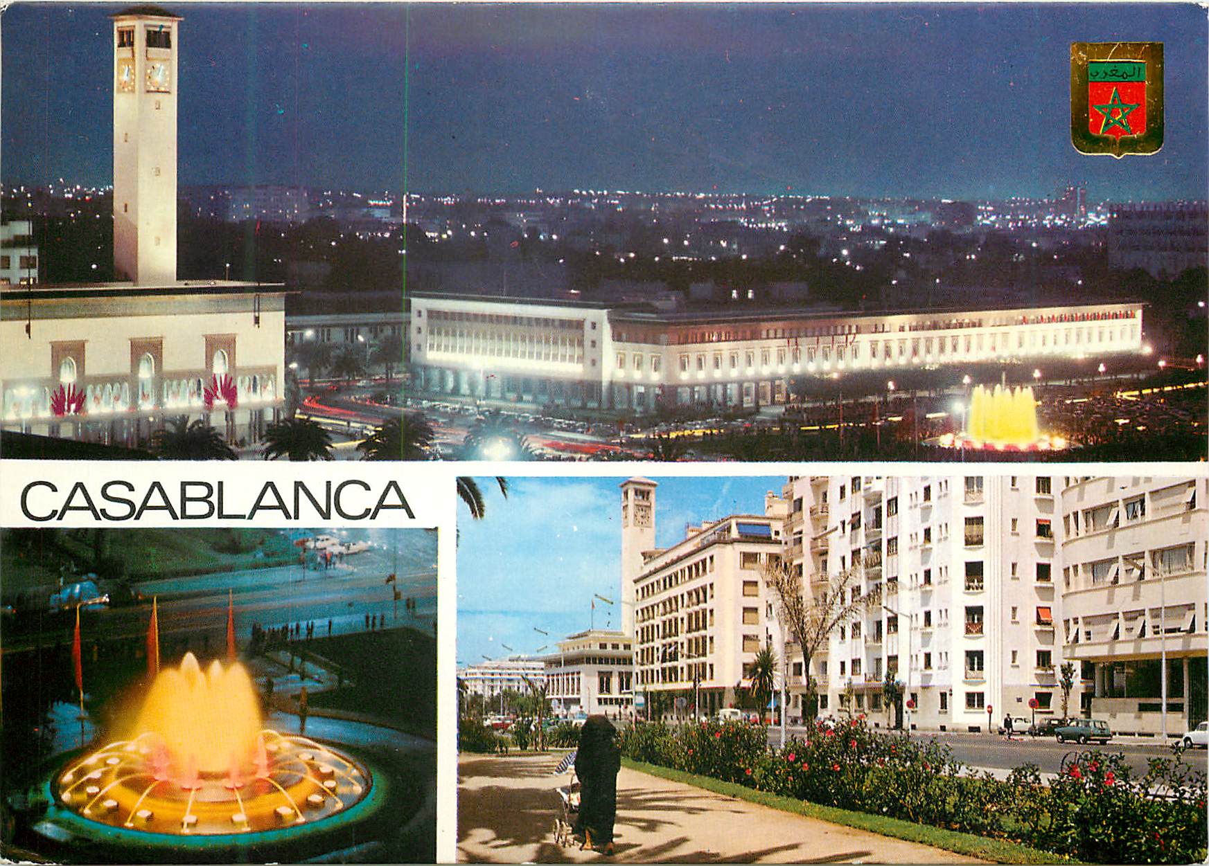 Casablanca — Place des Nations Unies et fontaine lumineuse — Komaroc SA n°75