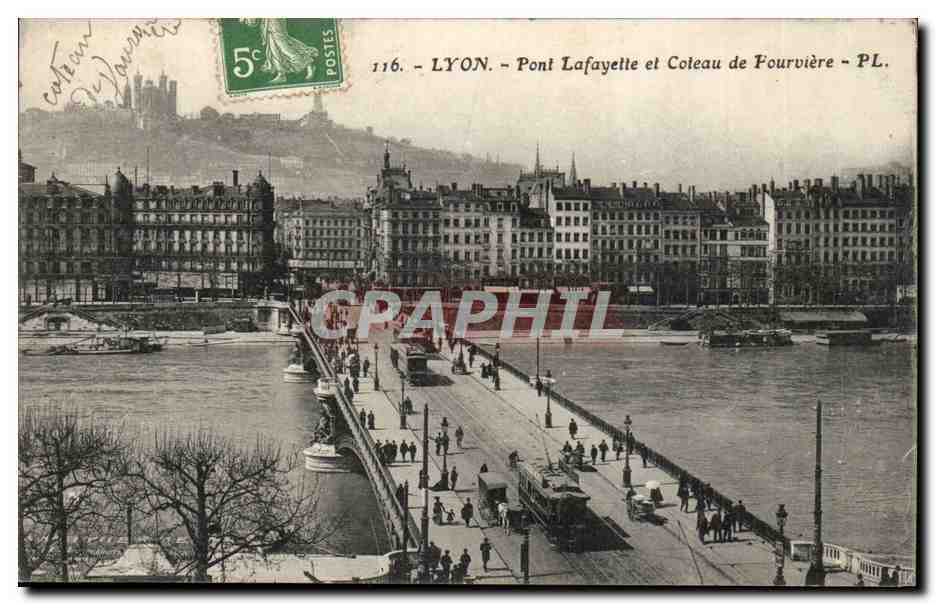 Lyon- Pont Lafayette et Coteau Fourviere - CPA