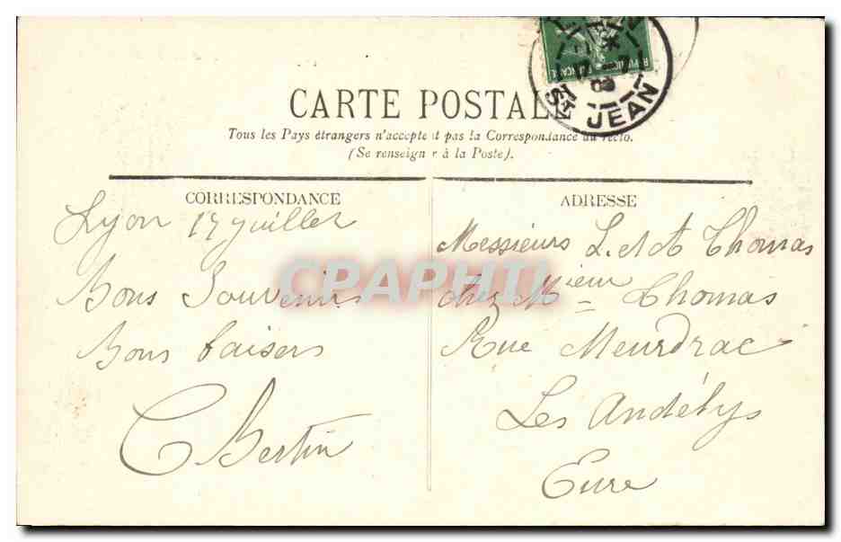Lyon- Pont Lafayette et Coteau Fourviere - CPA — Verso