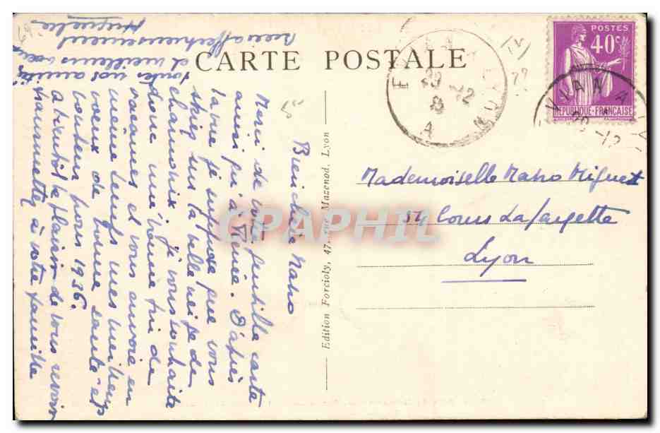 Lyon-Illustre- Le pont de la Guillotiere Hotel-Dieu et coteau Fourviere- CPA — Verso