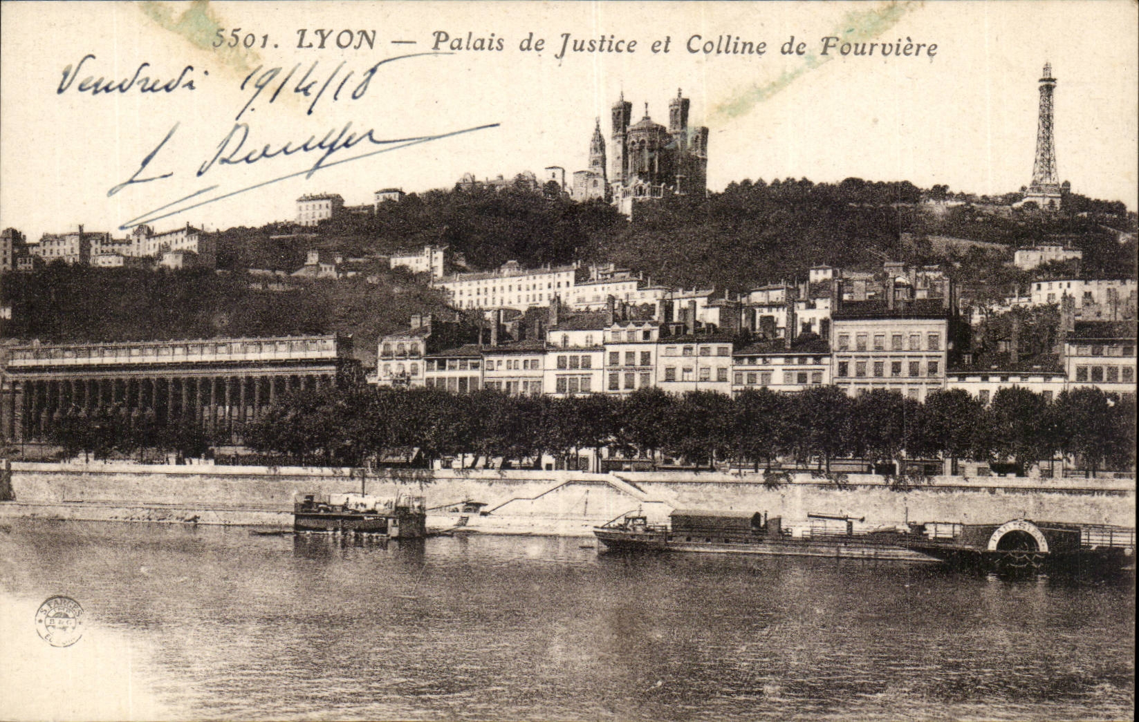 LYON — Palais de Justice et Colline de Fourvière — Éditeur : Verdurus, n° 5501
