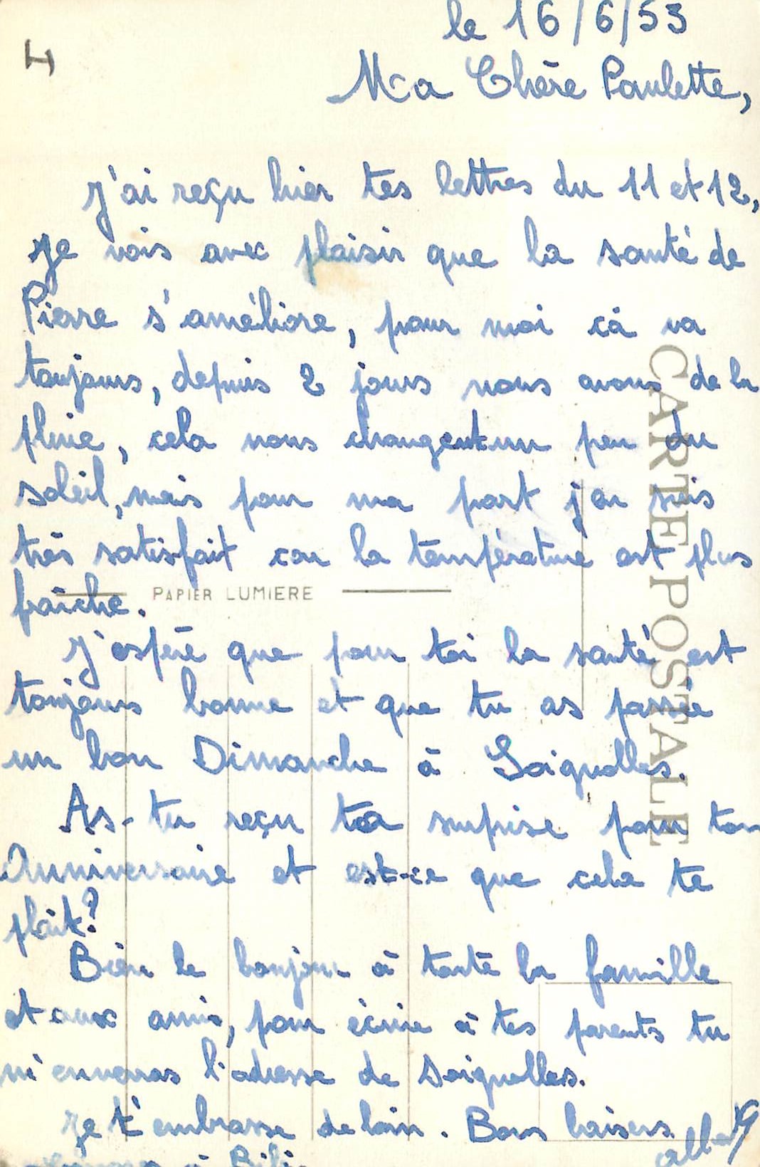 CARTE PHOTO Peche  — Rückseite
