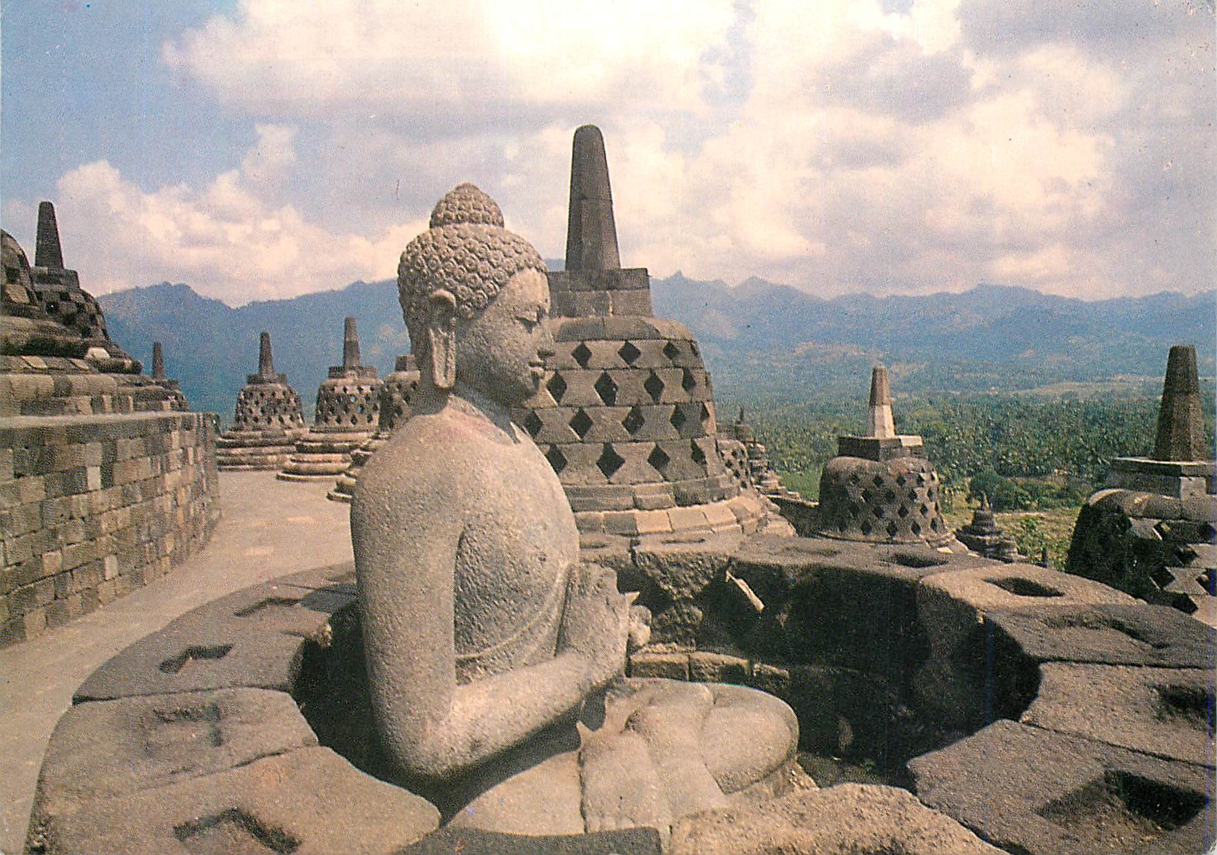 CPM Buddha Statue at Borobudur Temple after the restoration Central Java Indonesia 