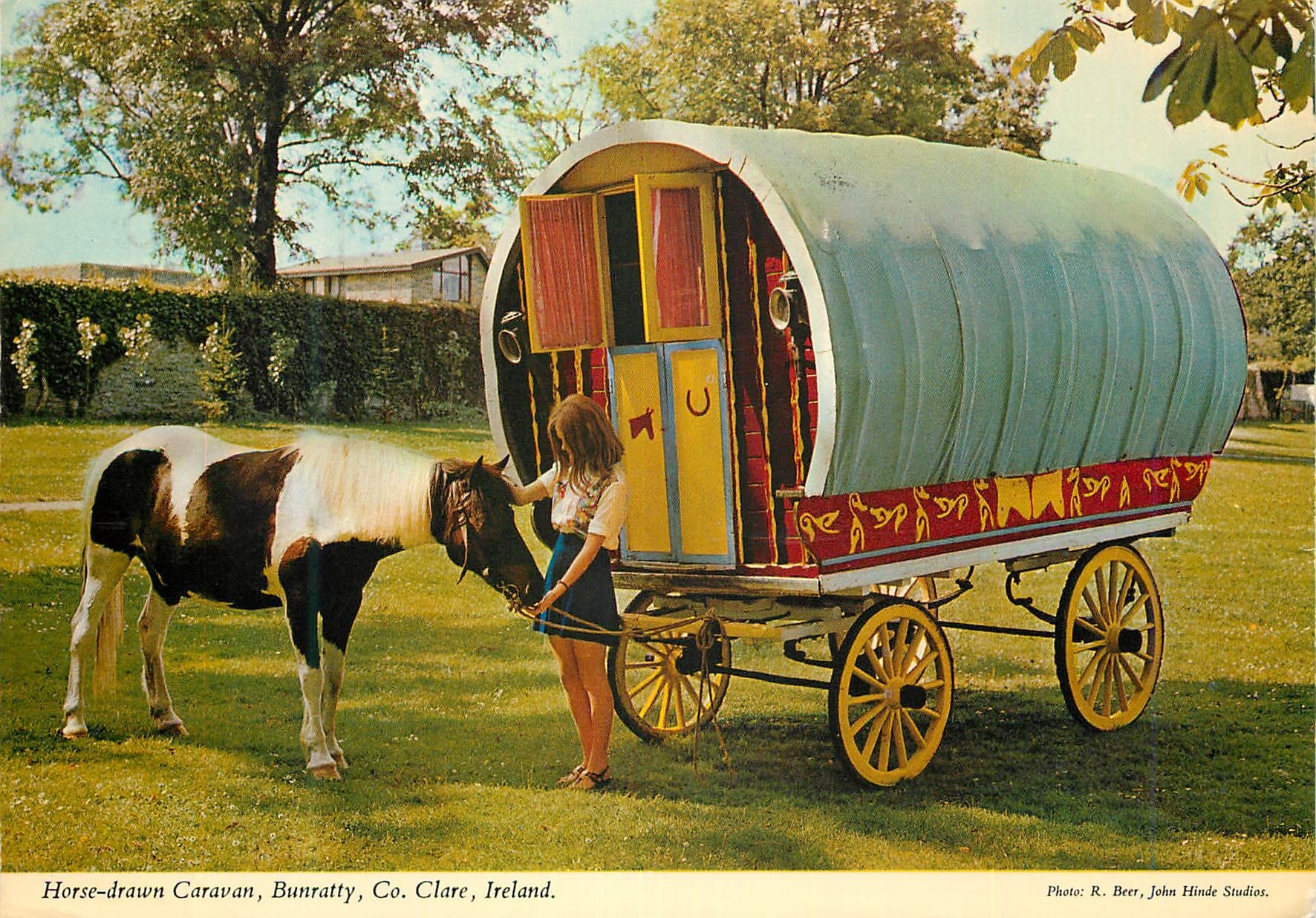 CPM Horse drawn Caravan Bunratty Co Clare Ireland 