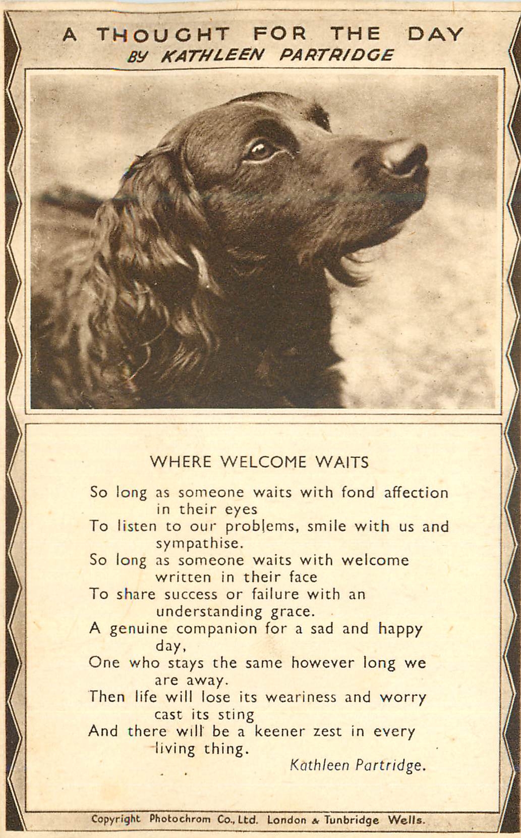 CPM A thought for the day by Kathleen Partridge Where welcome waits Chien