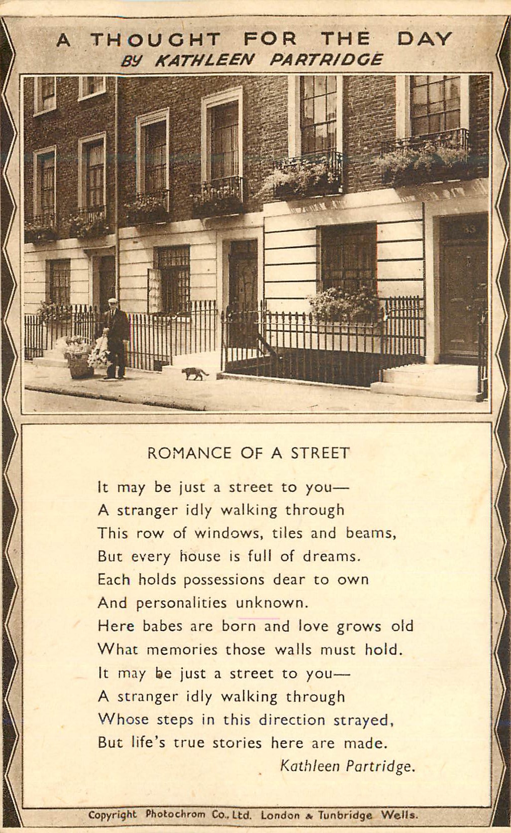 CPM A thought for the day by Kathleen Partridge Romance of a street 