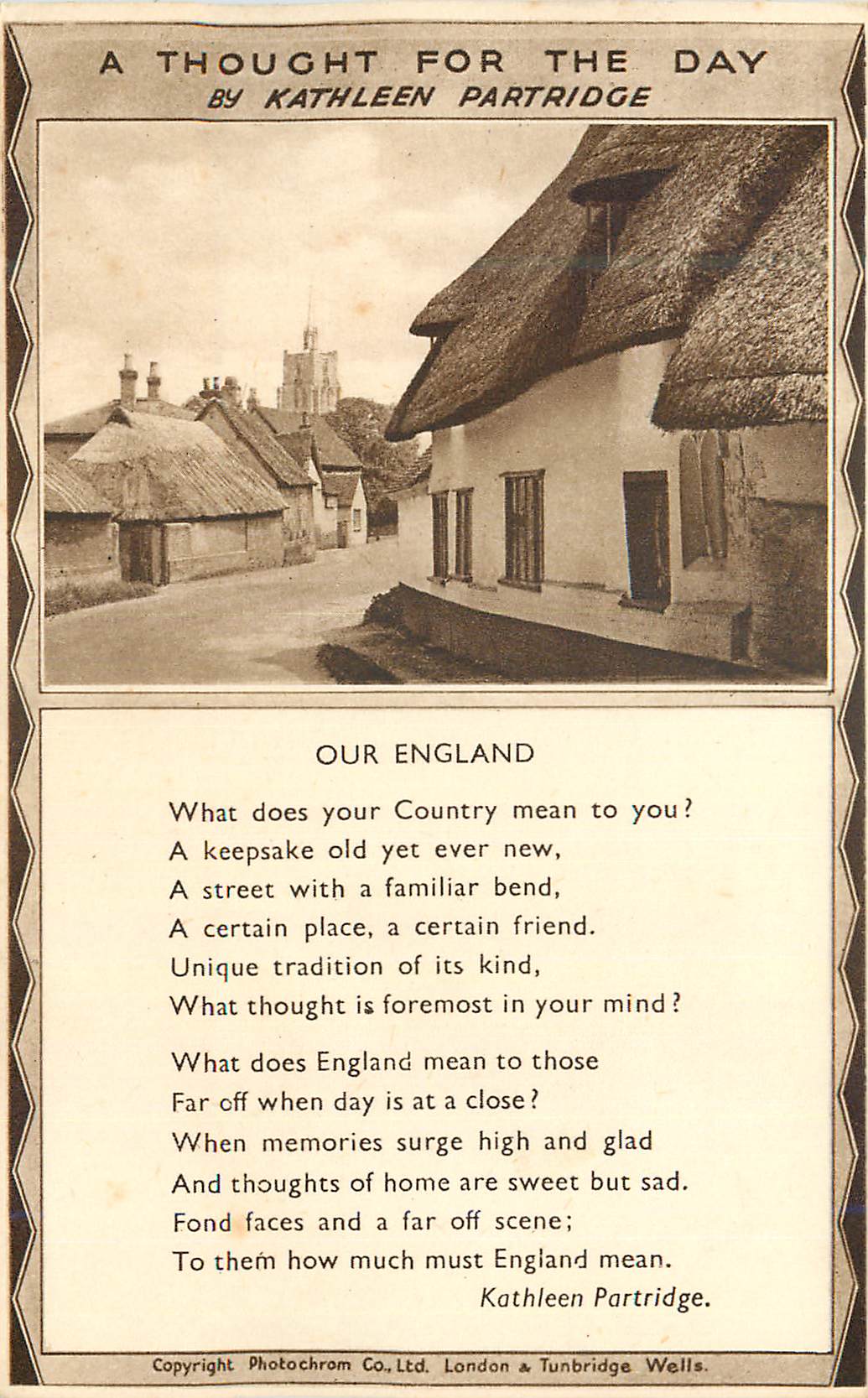CPM A thought for the day by Kathleen Partridge Our England 