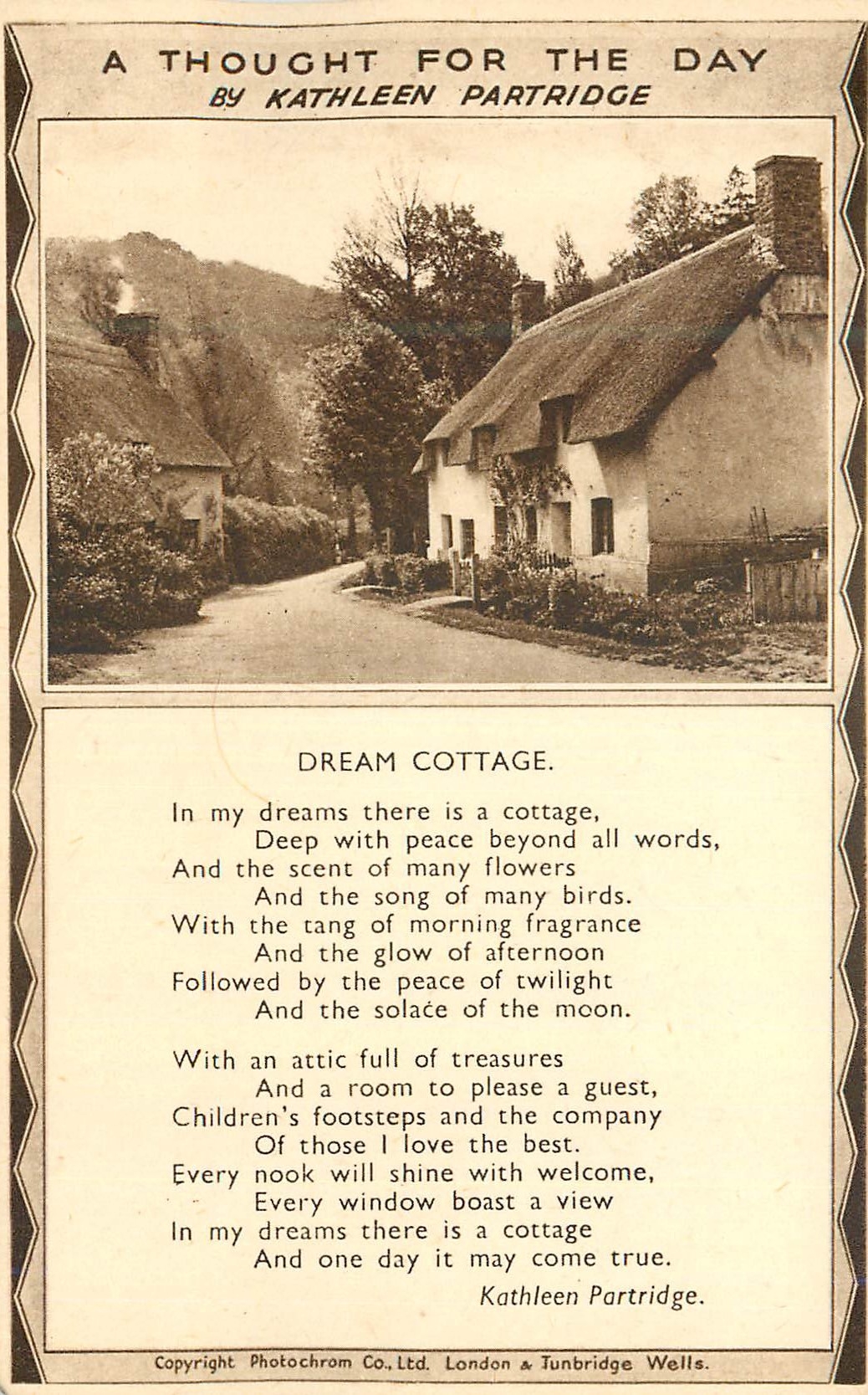 CPM A thought for the day by Kathleen Partridge Dream Cottage 