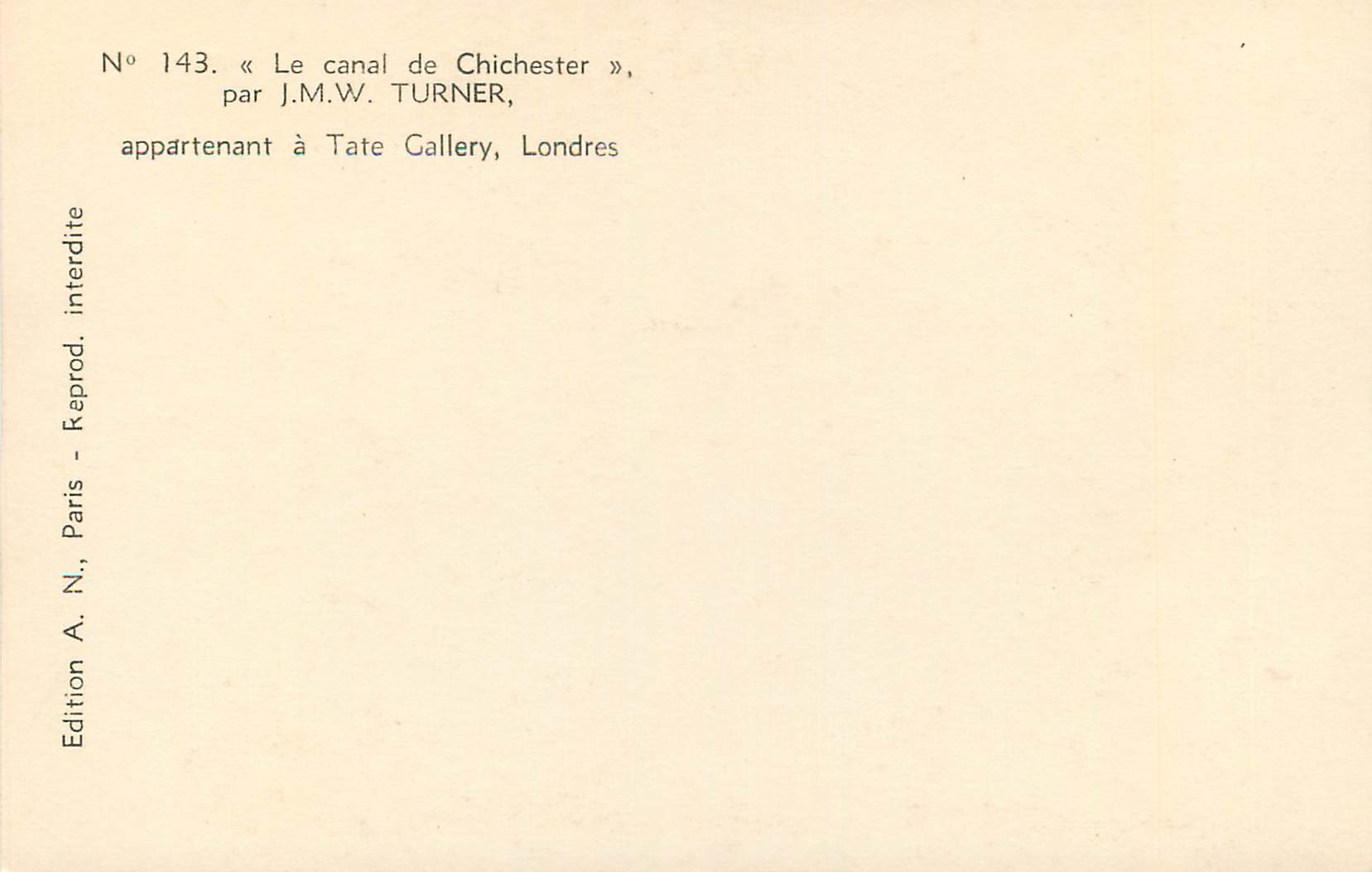 CPM Le canal de Chichester par JMW Turner appartenant a Tate Gallery Londres  — Verso