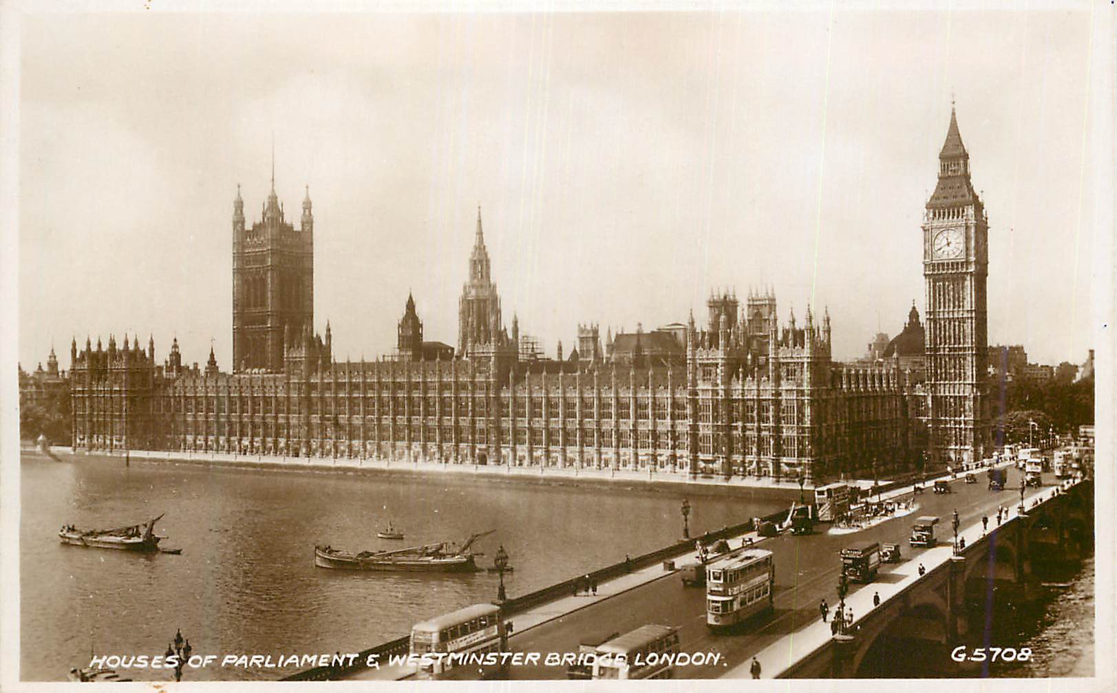 Houses of Parliament & Westminster Bridge, London — Valentine's Postcard, G.5708