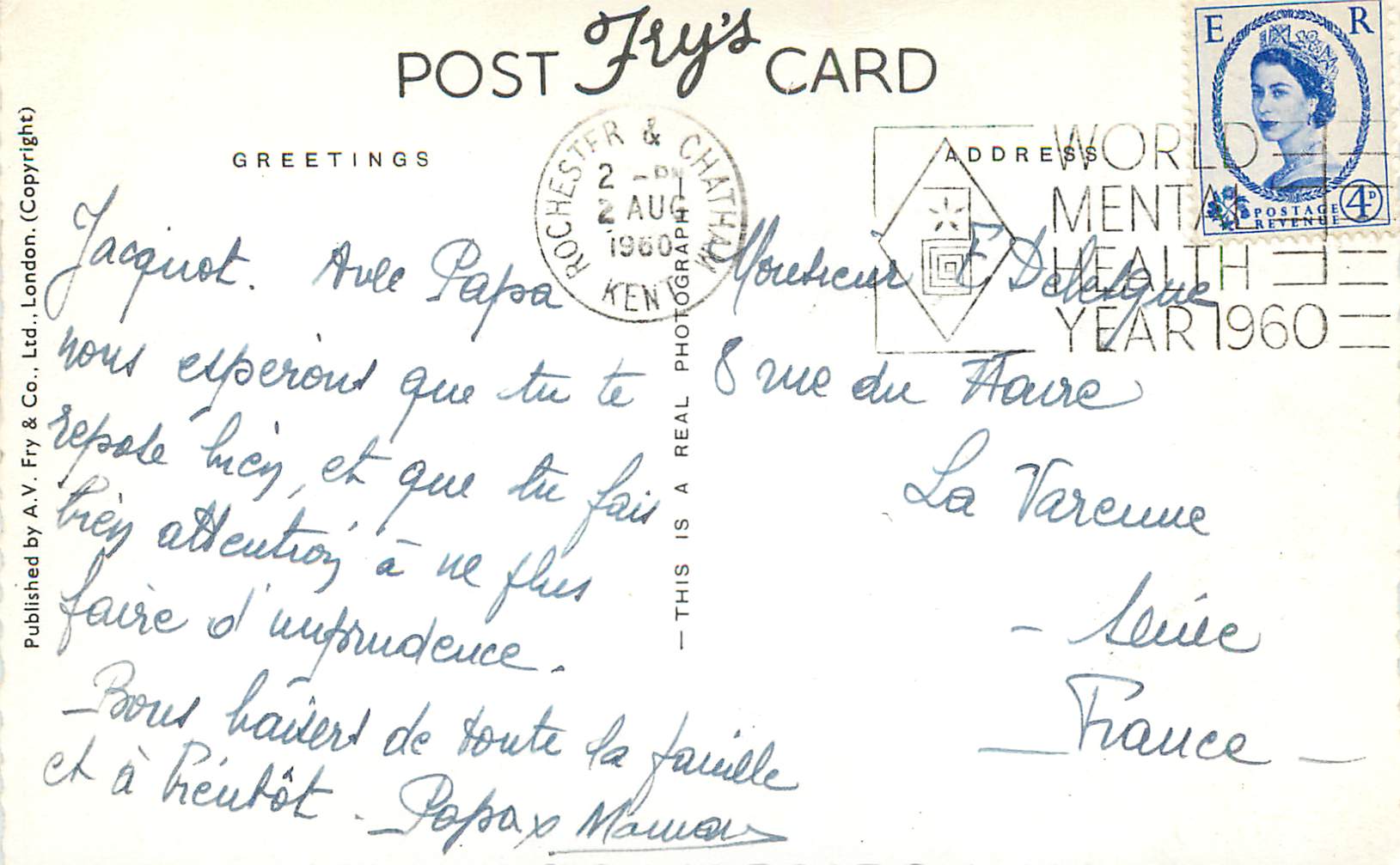 Londres — vue panoramique des monuments — A.V. Fry & Co. Ltd. n° D.131 — Reverso