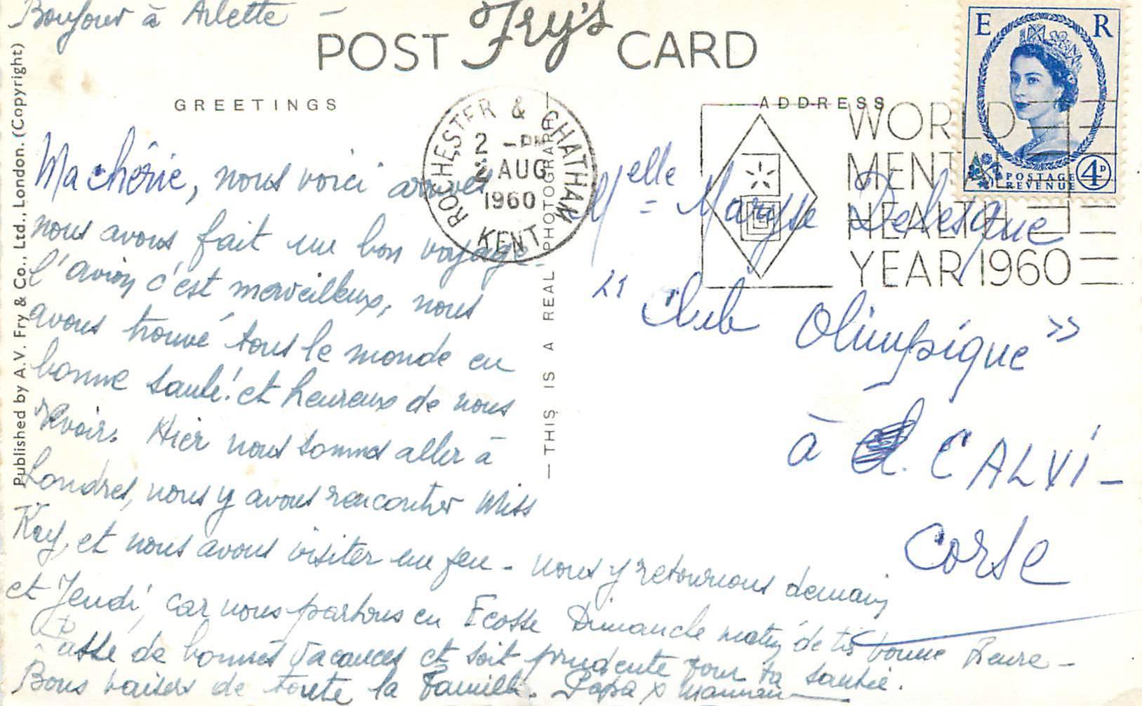 Londres — vue panoramique — Fry's Card D.129 — Verso