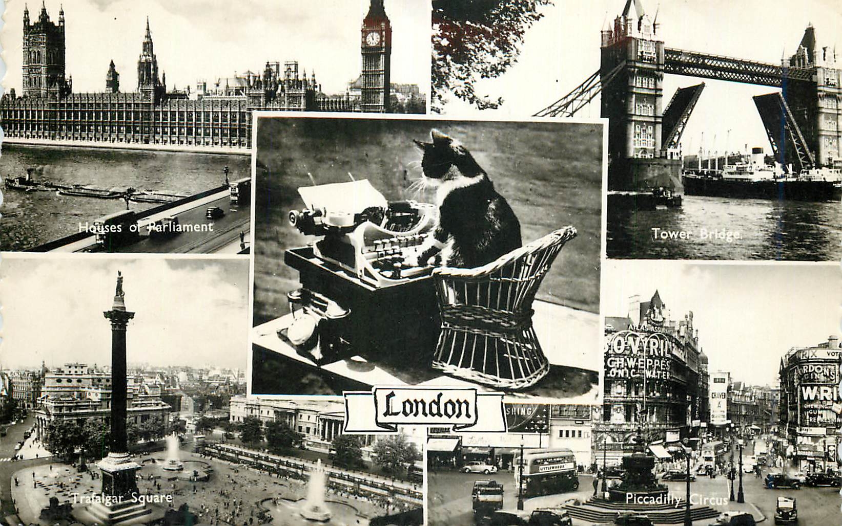 Londen — collage van beroemde locaties — serie Gretningham & Co. Ltd.