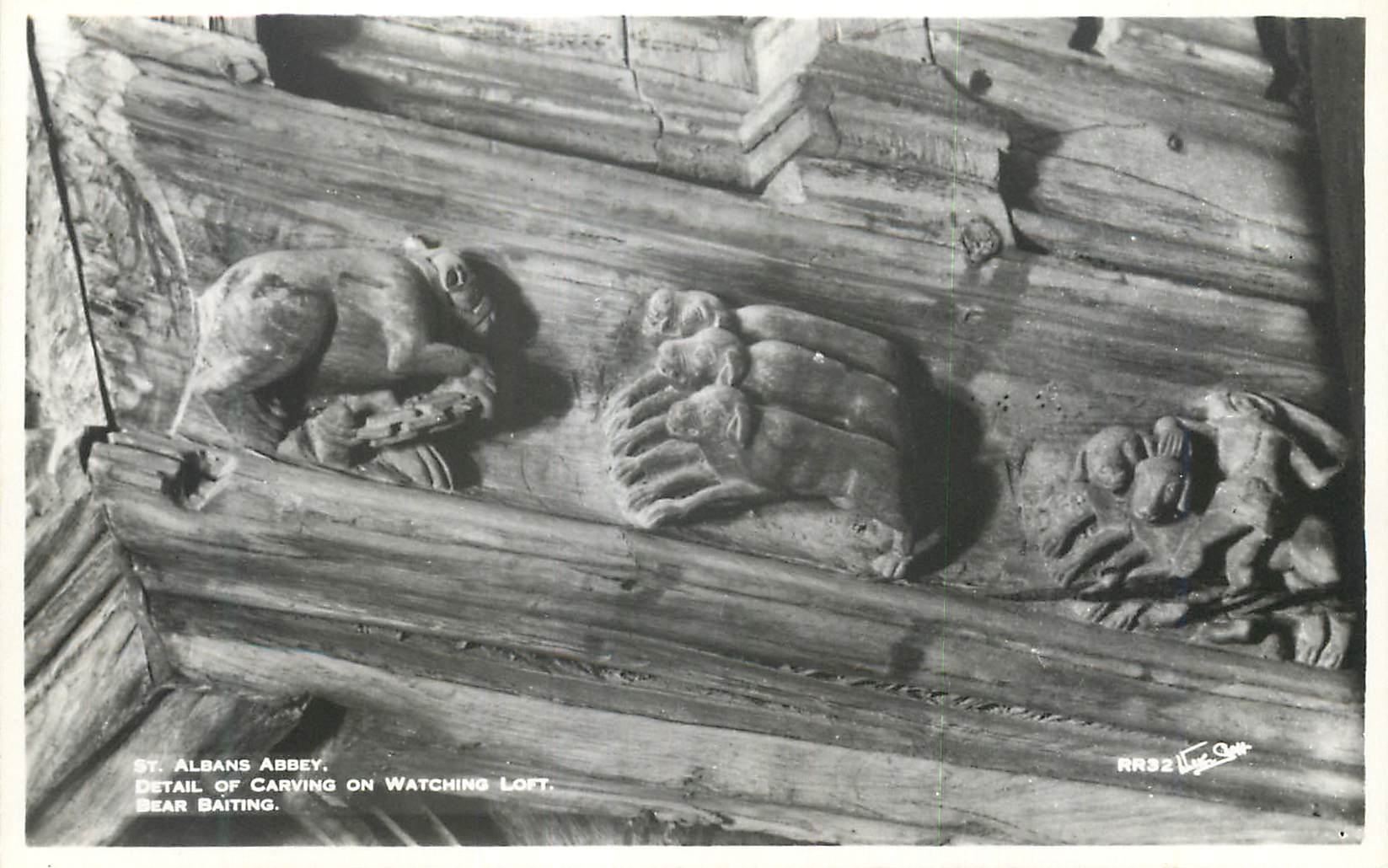 CPM St Albans Abbey Detail of carving on watching loft 