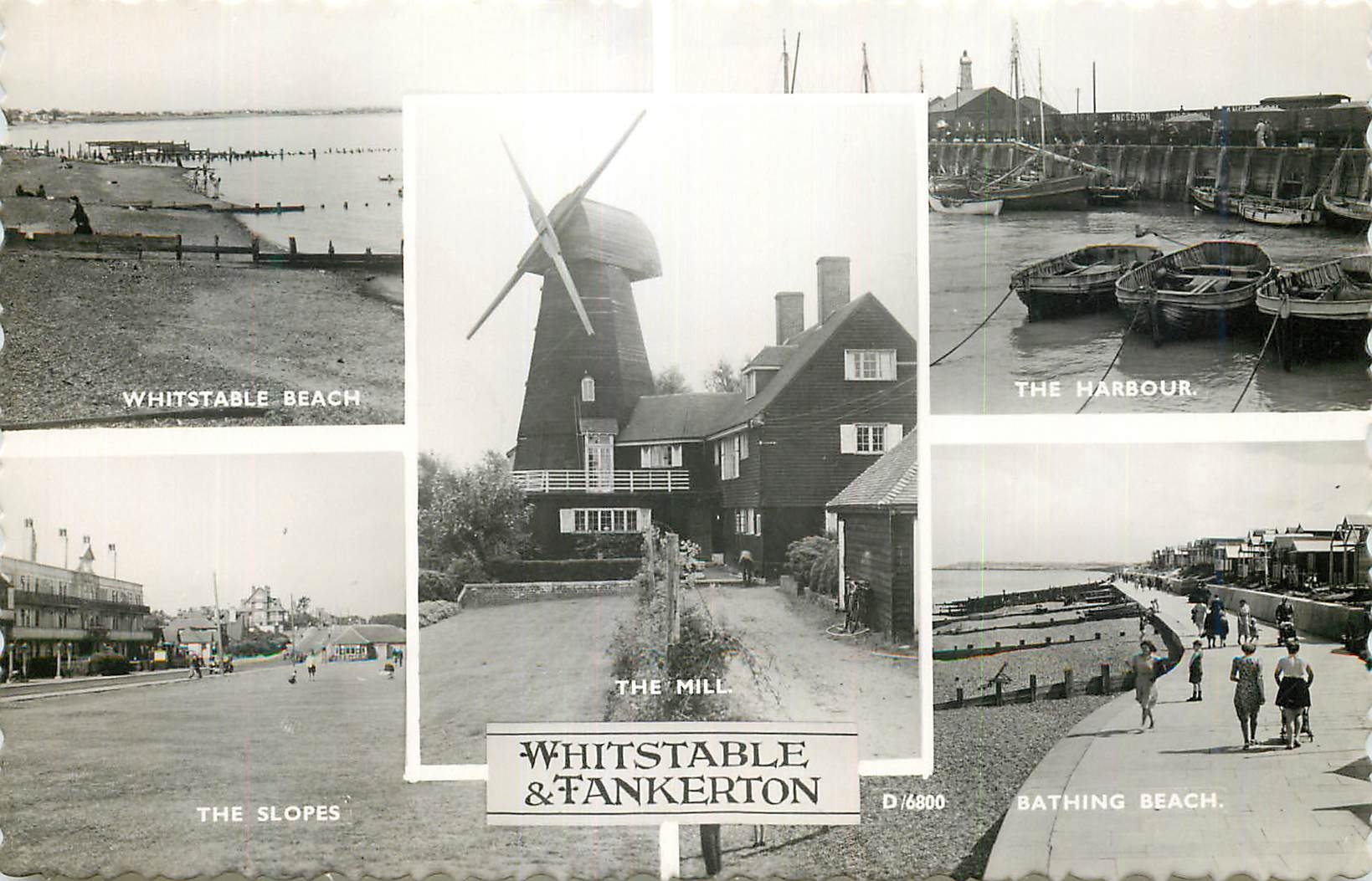 CPM Whitstable beach The Harbour The Slopes Bathing Beach The Mill Whistable Fankerton Moulin
