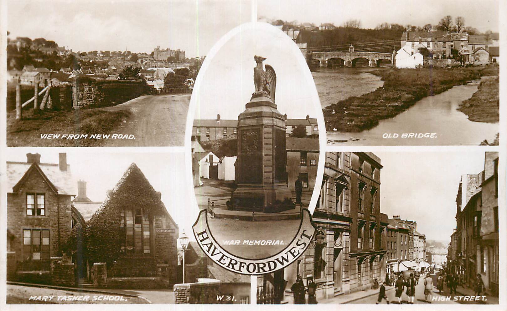 CPM View from New Road Old Bridge Mary Tasher School High Street War Memorial Haverfordwest 