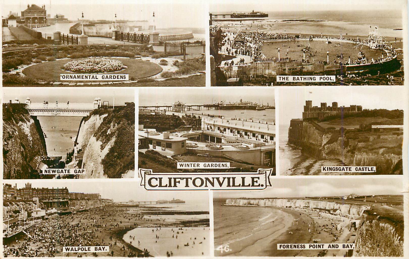 CPM Ornamental Gardens The Bathing Pool Newgate Gap Winter gardens Kingsgate castle Walpole Bay Foreness Point and Bay 