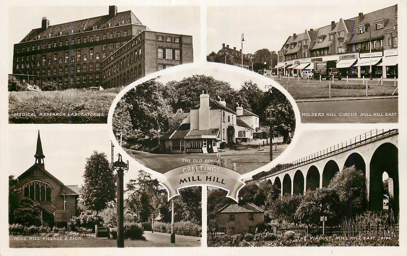CPM Medical research laboratories Holders Hill Circus Mill Hill East Mill Hill Village Sign The Viaduct Mill Hill East 