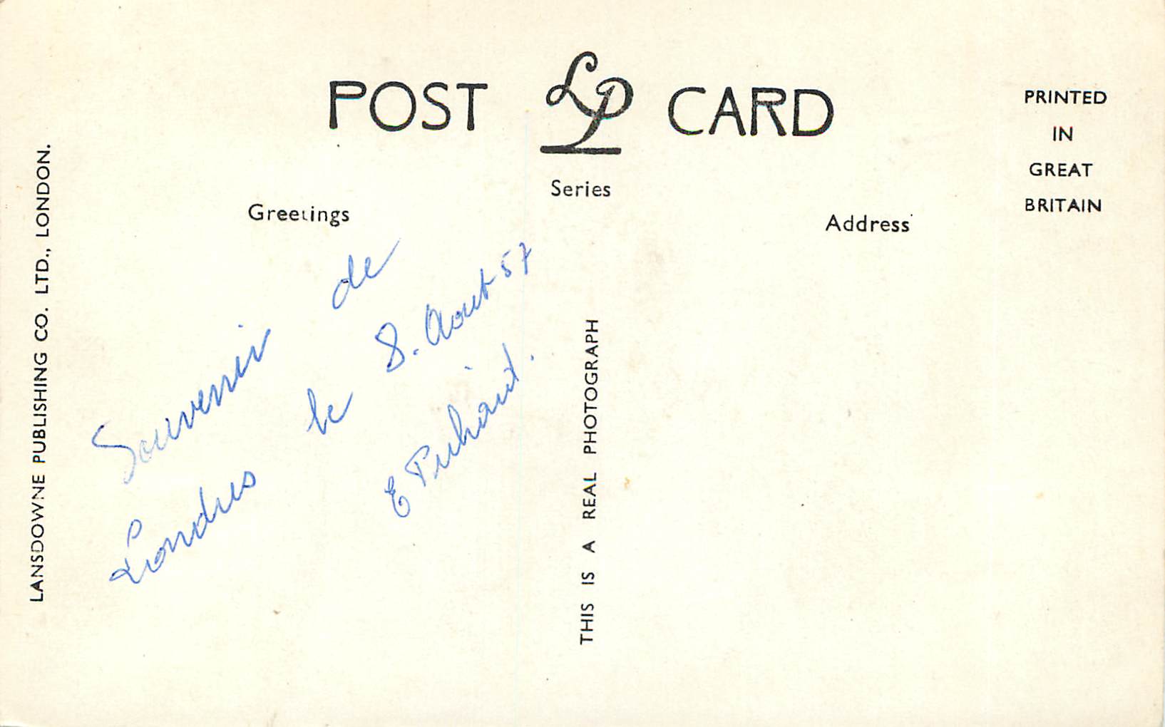 Their Royal Highnesses The Duke of Cornwall and Princess Anne — Lansdowne Publishing Co. Ltd. LP.1 — Achterkant