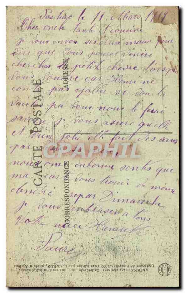 Plessier Rozainvilliers CPA Vue du chateau — Rückseite