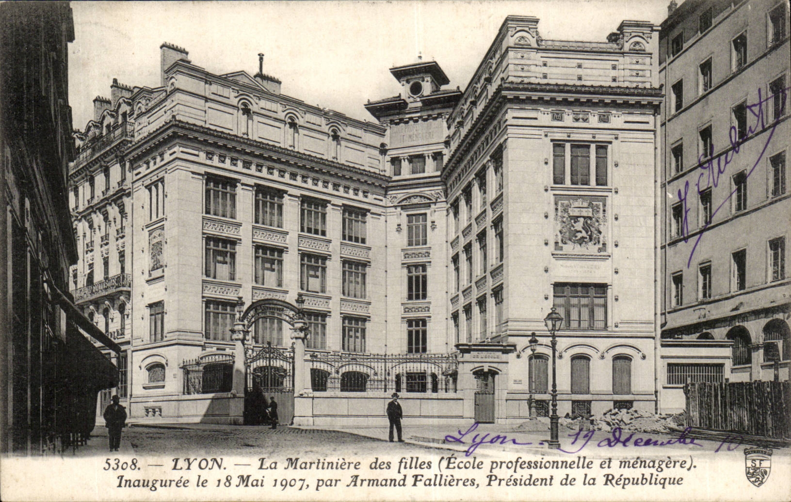LYON — La Martinière des filles (École professionnelle et ménagère) — inaugurée le 18 mai 1907 — éditeur anonyme, n° 5308