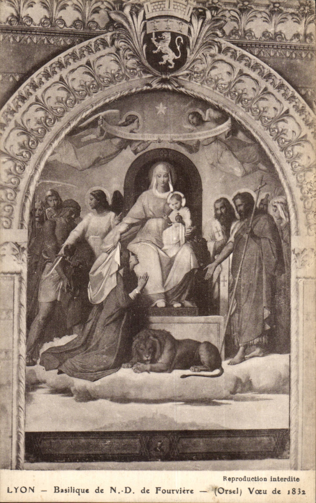Lyon CPA Basilique de ND de Fourviere Orsel Voeu de 1832 Lion