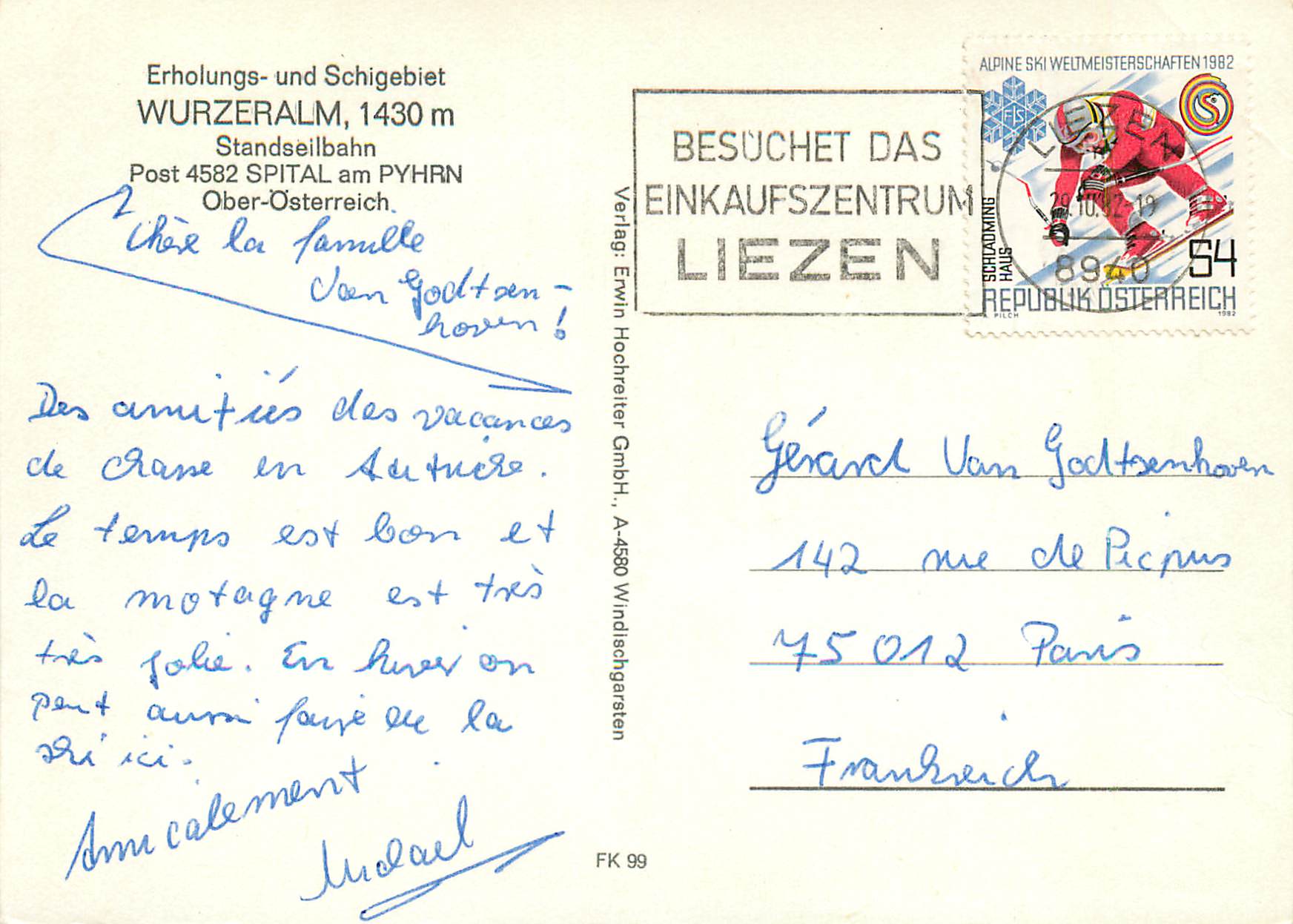 CPM Wurzeralm 1430m Erholungs und Schigebiet  — Rückseite