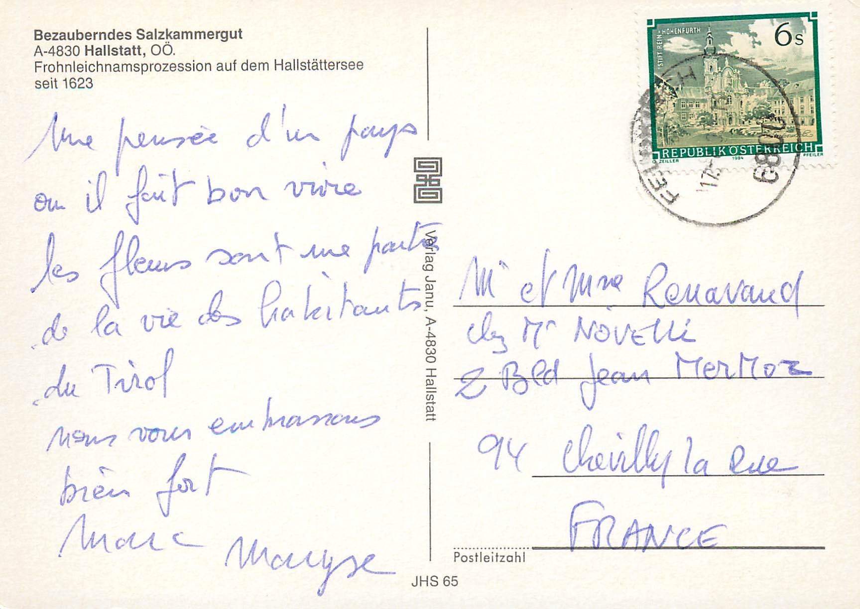 CPM Bezauberndes Salzkammergut Hallstatt — Rückseite
