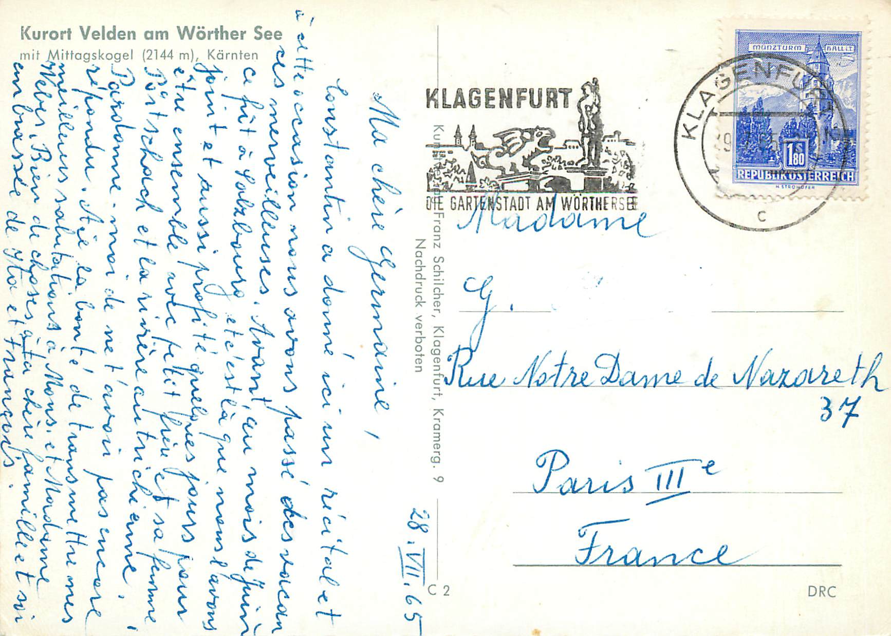 CPM Kurort Velden am Worther See Karnten — Back