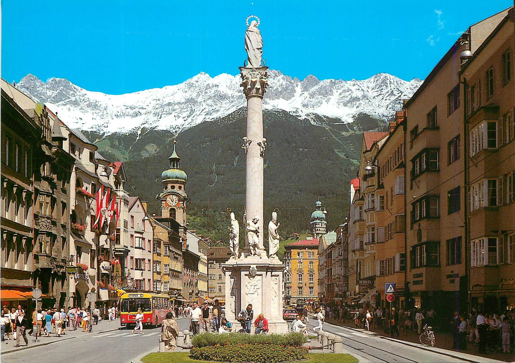 CPM Maria Theresia Strasse avec la Colonne Ste Anne