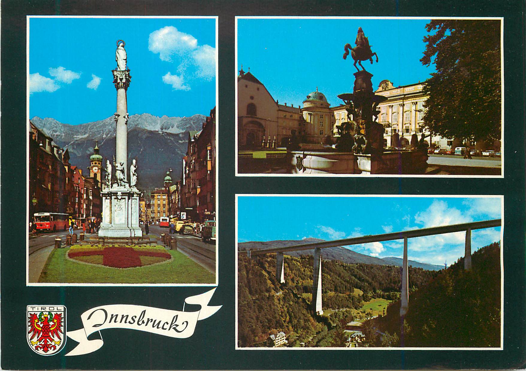 CPM Innsbruck Alpenstadt Tirol Maria Theresien StraBe Mit Annasaule Und Blick Gegen Nordkette Hofburg