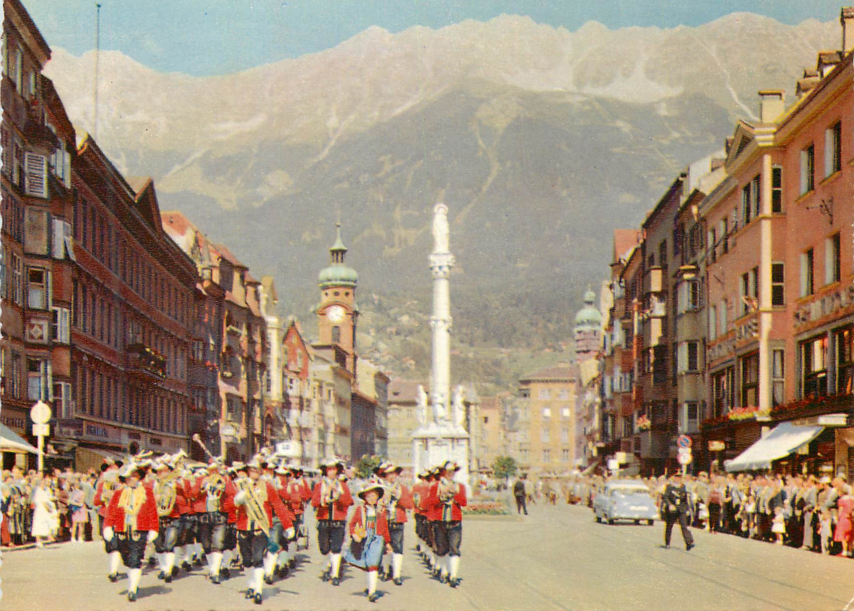 CPM Innsbruck Maria Theresien StraBe Mit Wiltener Stadtmusikkapelle Aufnahme Original Farbfilm