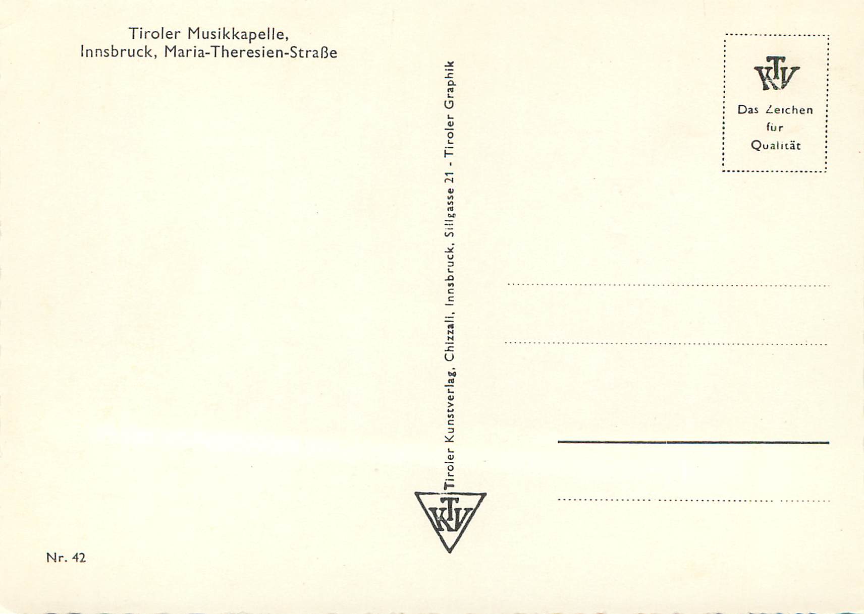 CPM Tiroler Musikkapelle Innsbruck Maria Theresien StraBe — Rückseite