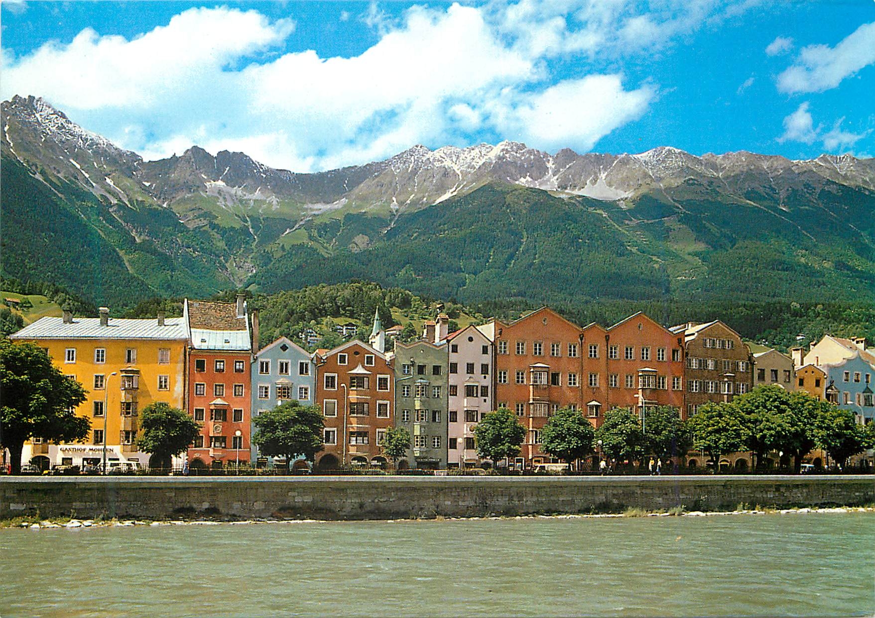 CPM Alpenstadt Innsbruck Mariahiff mit Nordkette Altester Staditteil am Grunen Inn