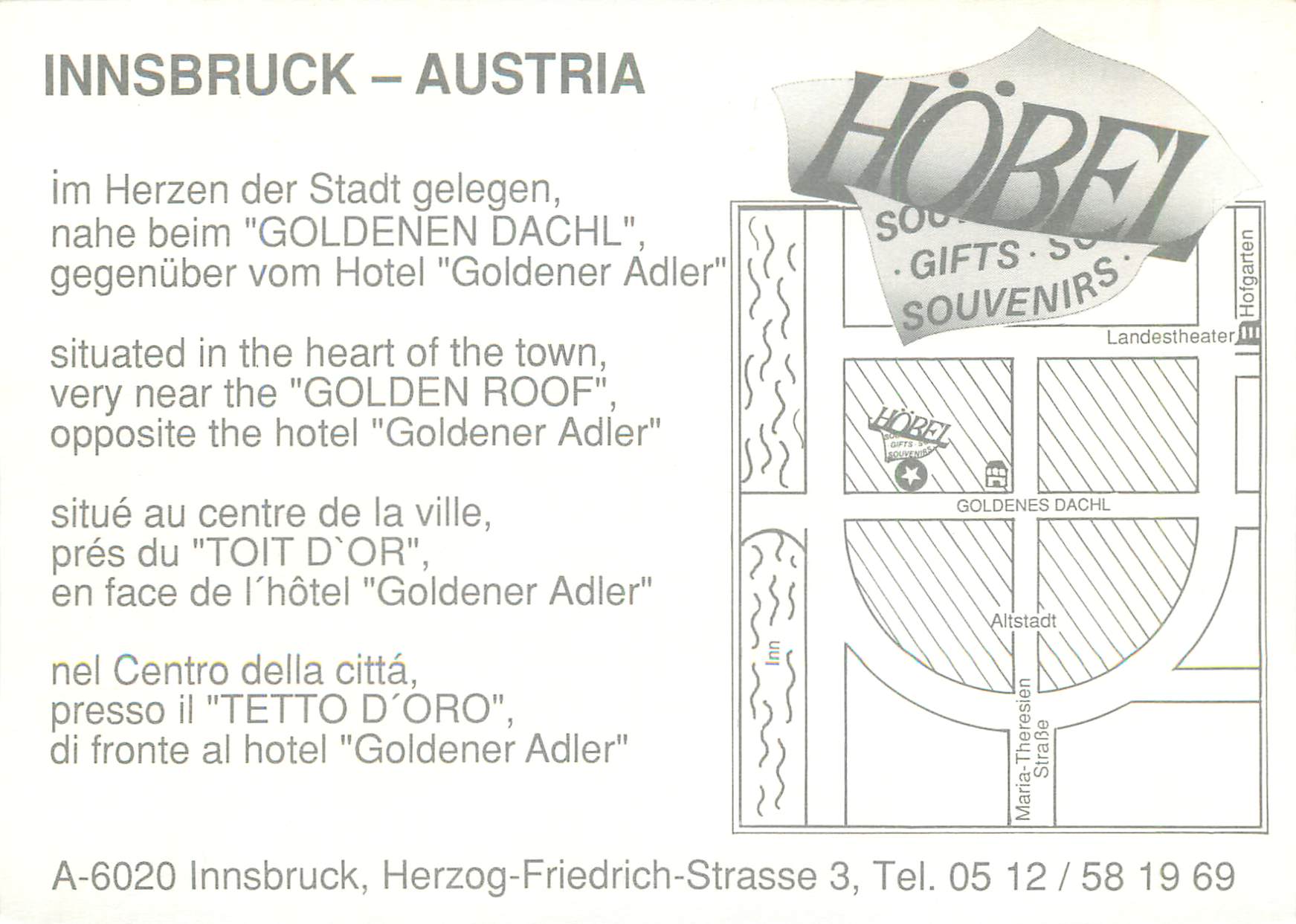 CPM Innsbruck Austria Situe au Centre de la Ville pres du Toit D'Or en face de l'Hotel Goldener Adler — Back